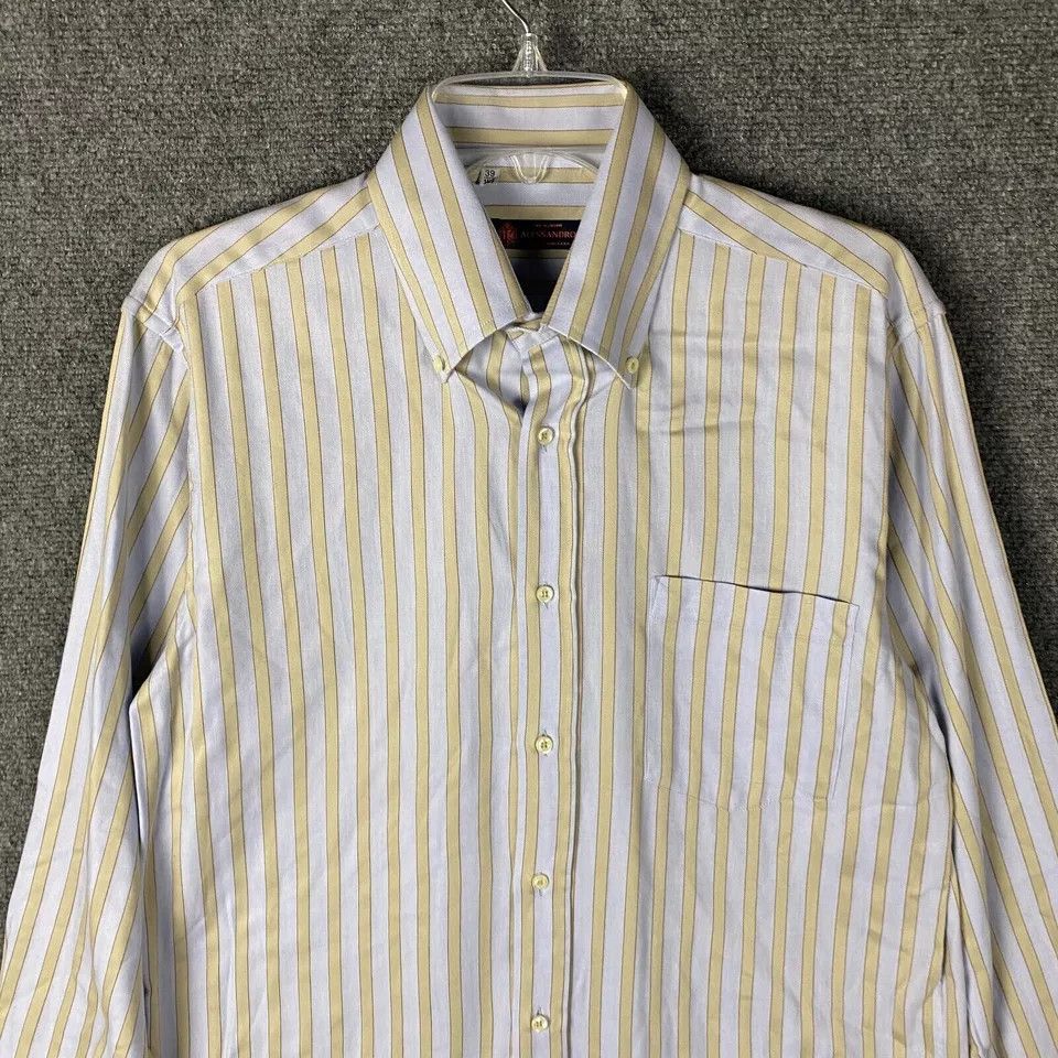 Other Alessandro Dress Shirt Men's 39 15.5 Long Sleeve Striped Size US M / EU 48-50 / 2 - 2 Thumbnail