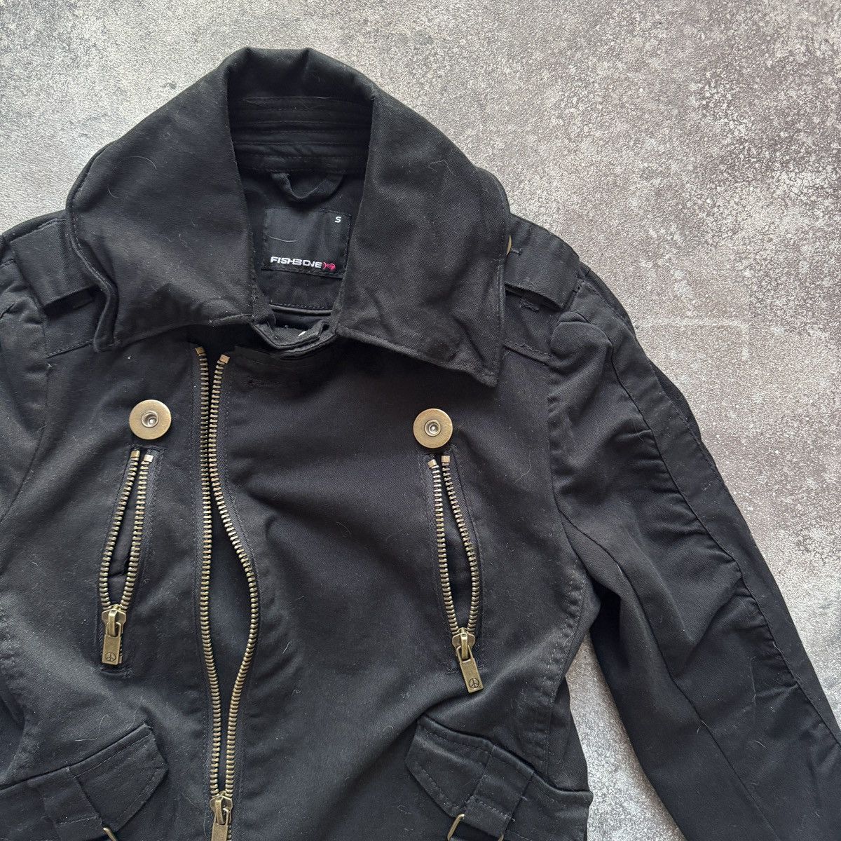 If Six Was Nine Y2K Zip Details Moto Gothic Cropped Jacket Size S / US 4 / IT 40 - 6 Thumbnail