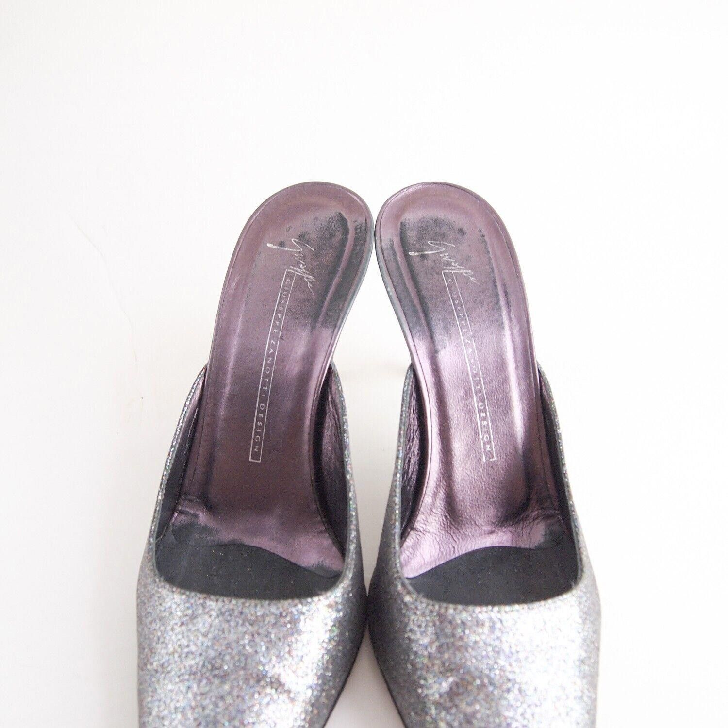 Giuseppe Zanotti Zanotti Mules Sandals Silver Glitter Leather US 9 EU 39 $620 Size US 9 / IT 39 - 4 Thumbnail