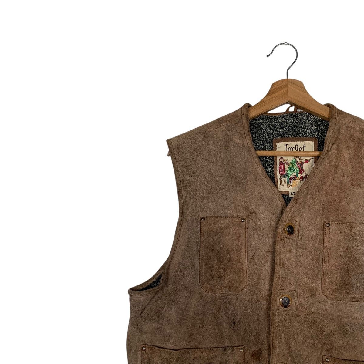 Japanese Brand TARGET Classic Retro Suede Leather Vest #1859-C81 Size US L / EU 52-54 / 3 - 6 Thumbnail