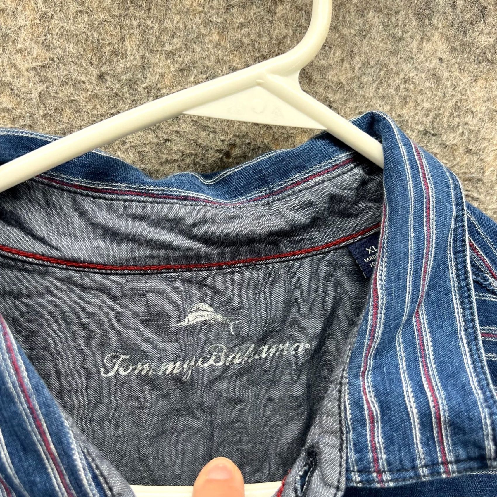 Tommy Bahama Tommy Bahama Polo Shirt Men XL Blue Striped Short Sleeve Casual Button 46 Chest Regular Fit Size US XL / EU 56 / 4 - 6 Thumbnail