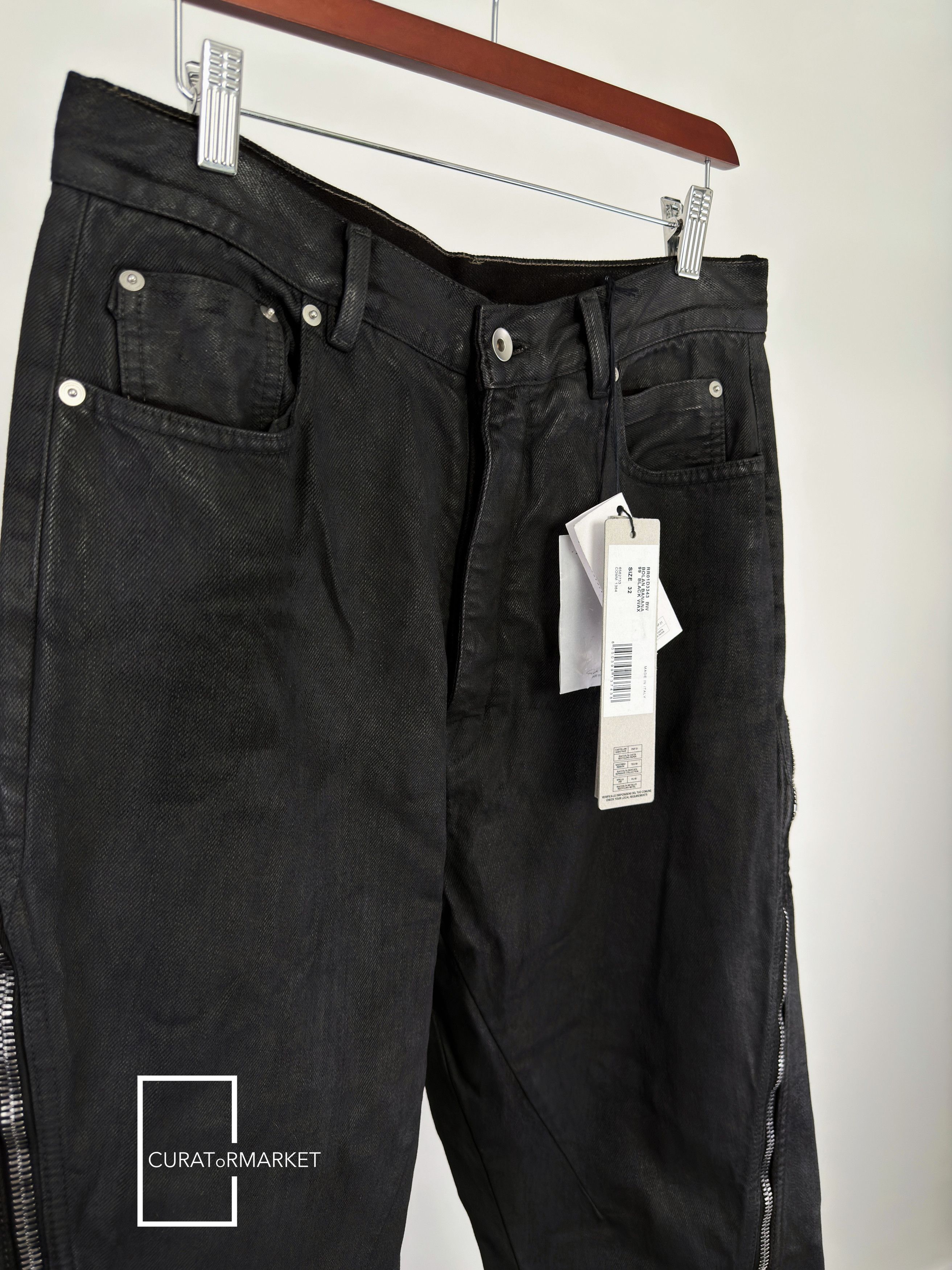 Rick Owens Runway Waxed Bolan Banana Denim Zipper Seam Jeans SS24 Lido Size US 32 / EU 48 - 4 Thumbnail