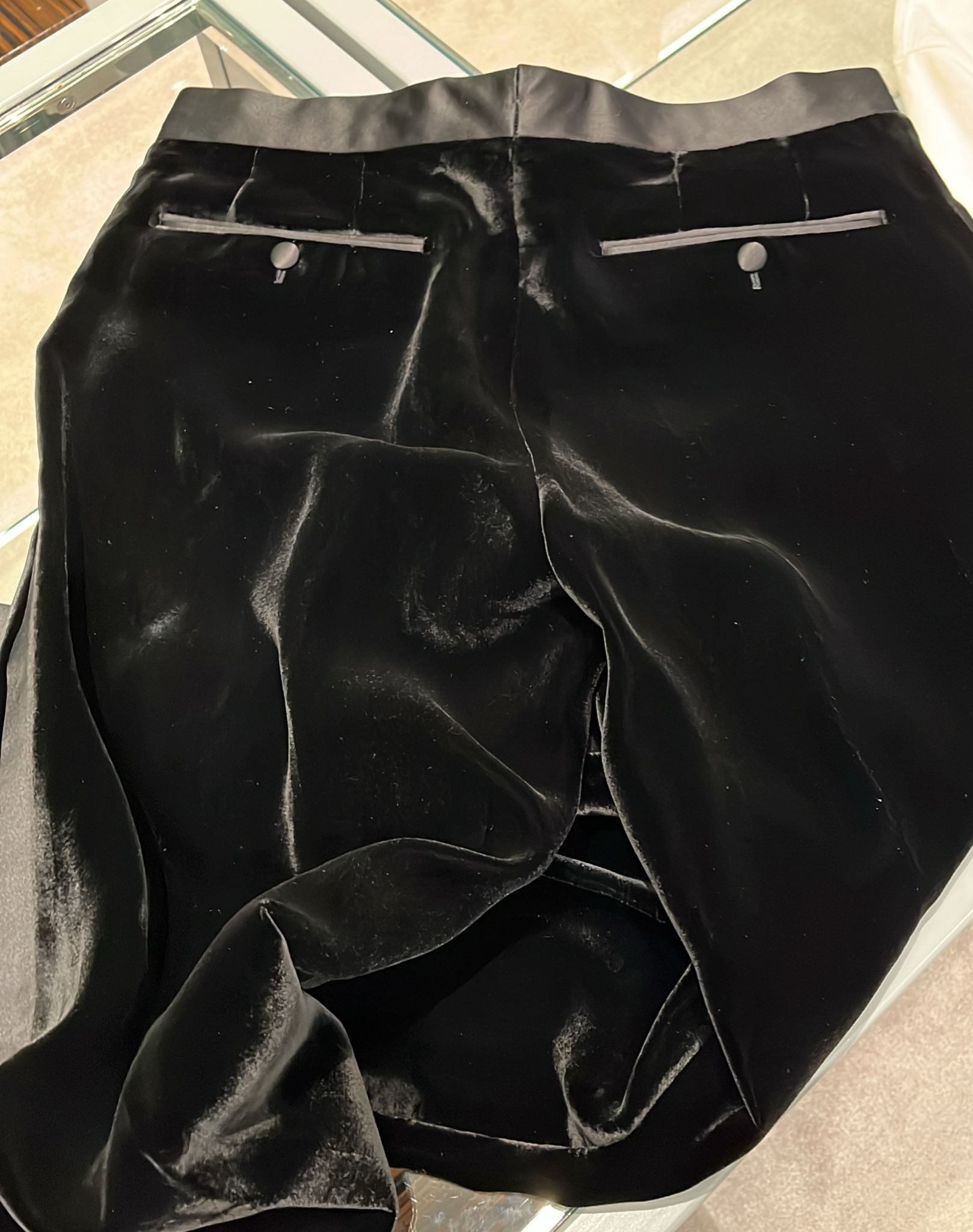 Tom Ford o1loc1c0226 PEAWT8 Compact Velvet Tuxedo Trousers in Black Size US 32 / EU 48 - 2 Thumbnail