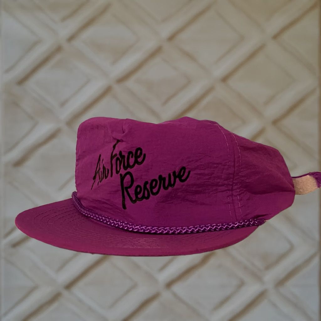 Vintage VINTAGE USAF Air Force Reserve Quick Dry Nylon Adjustable Hat Cap Purple 80s Trucker Hat Mens Adjustable Cap Size ONE SIZE - 1 Thumbnail