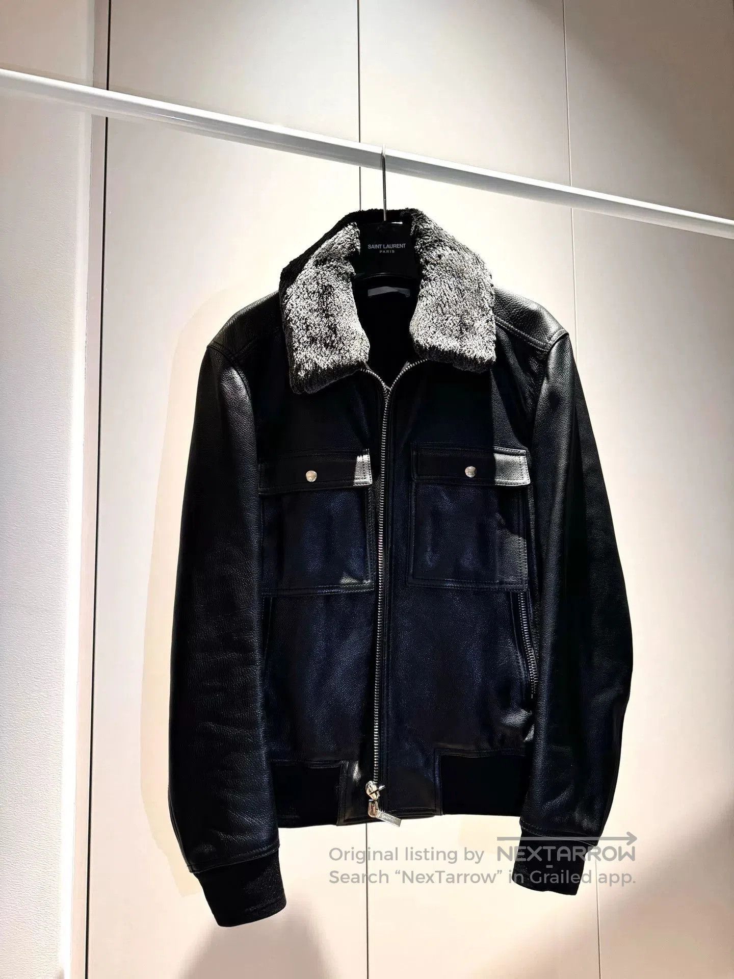 Dior dior homme leather jacket with fur collar. Size US L / EU 52-54 / 3 - 1 Thumbnail