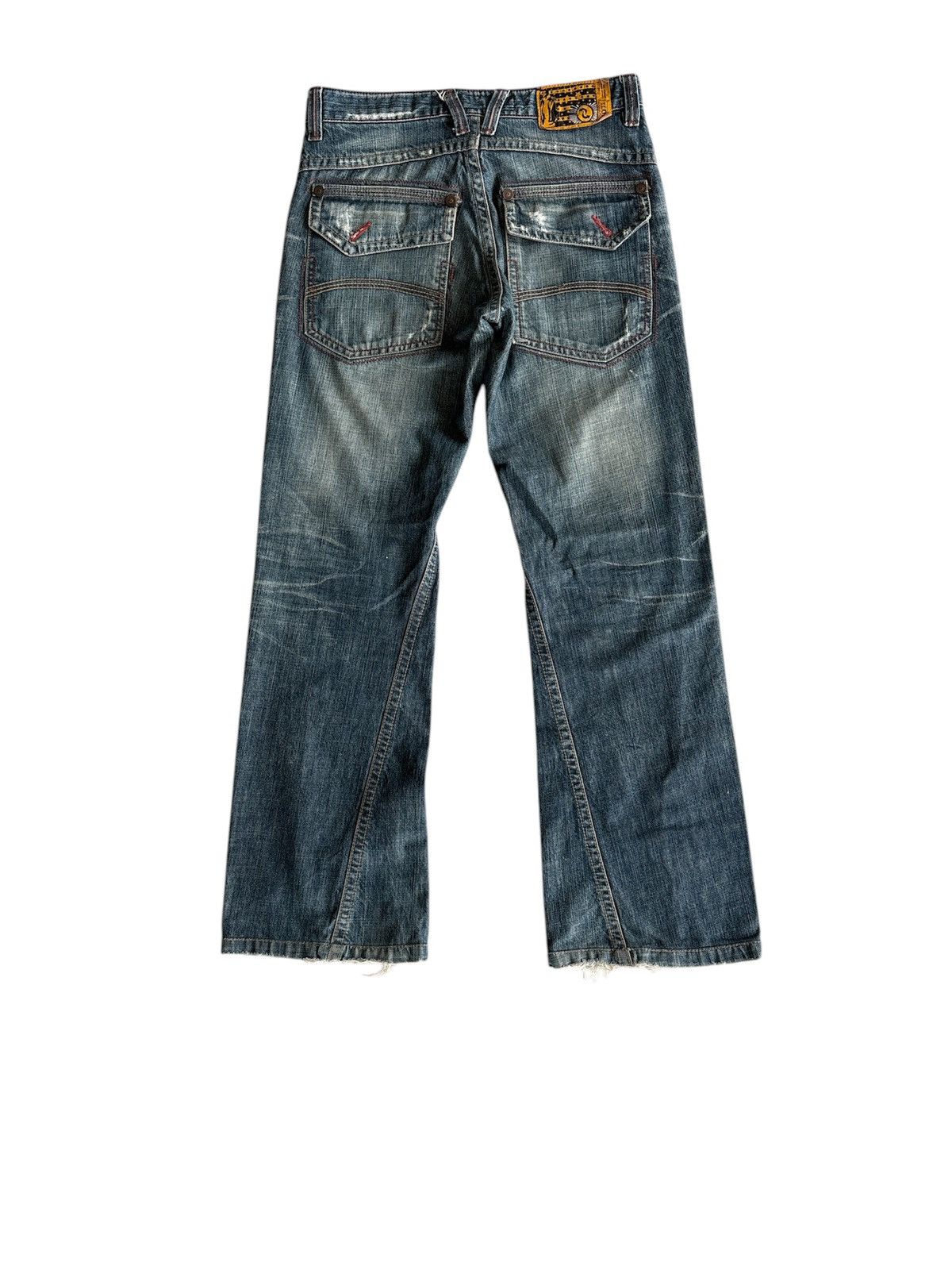 Vintage Korean Iloi Streetwear Low Flared Jeans Distressed Denim Size US 31 - 9 Thumbnail