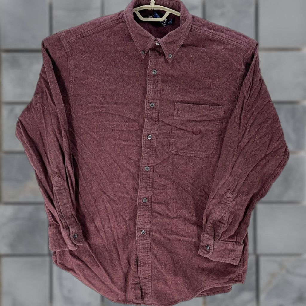 Chaps Chaps Ralph Lauren Shirt Men L Burgundy Button Up Long Sleeve 100% Cotton Button-Up Collared Classic 90s Preppy Casual Business Travel Vintage No No Size US L / EU 52-54 / 3 - 1 Thumbnail