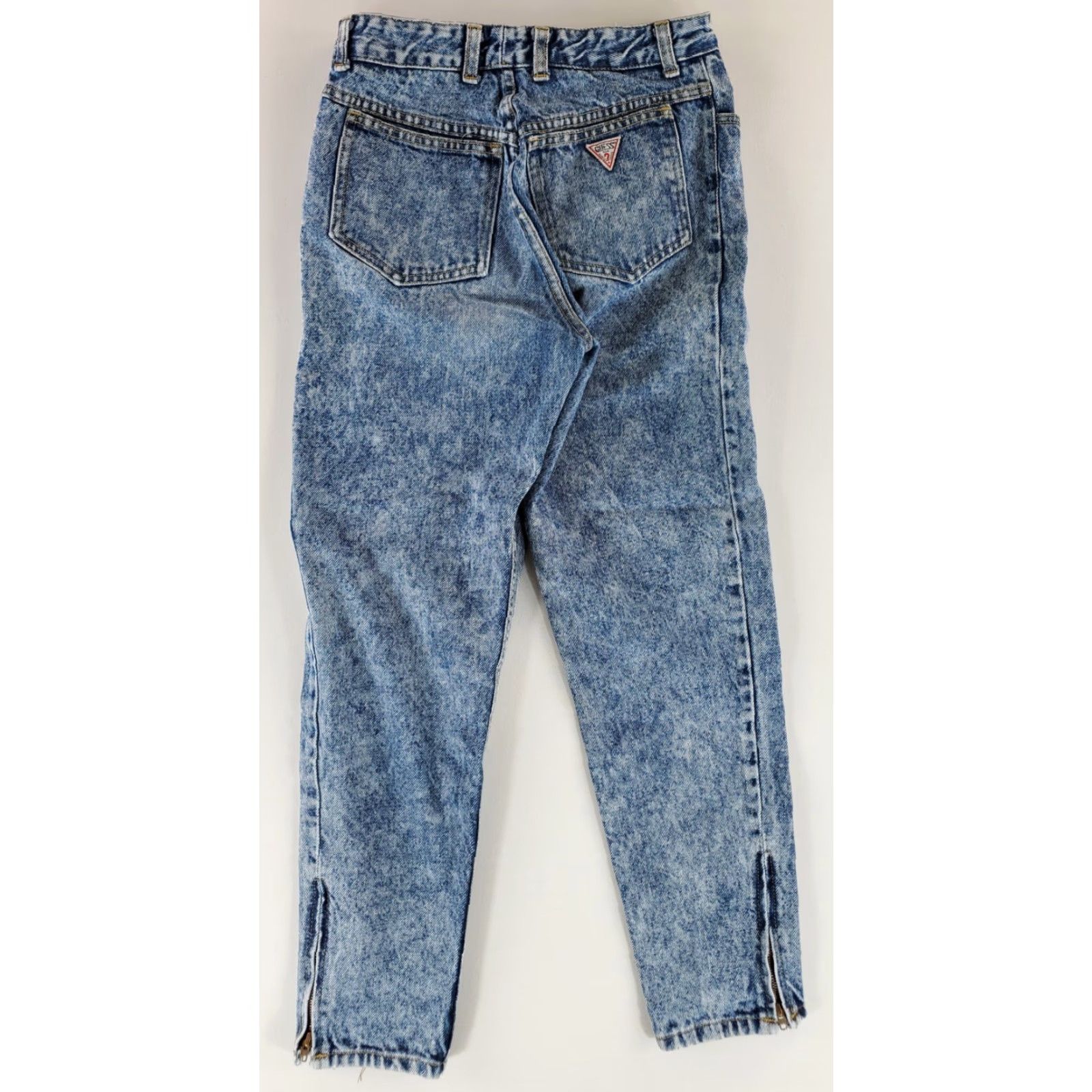 Guess VINTAGE GUESS 80s Georges Marciano Blue Jeans Acid Wash Womens 28x26.5 30 Sized 28 Blue Ladies Tapered Womens Size 28" / US 6 / IT 42 - 6 Thumbnail
