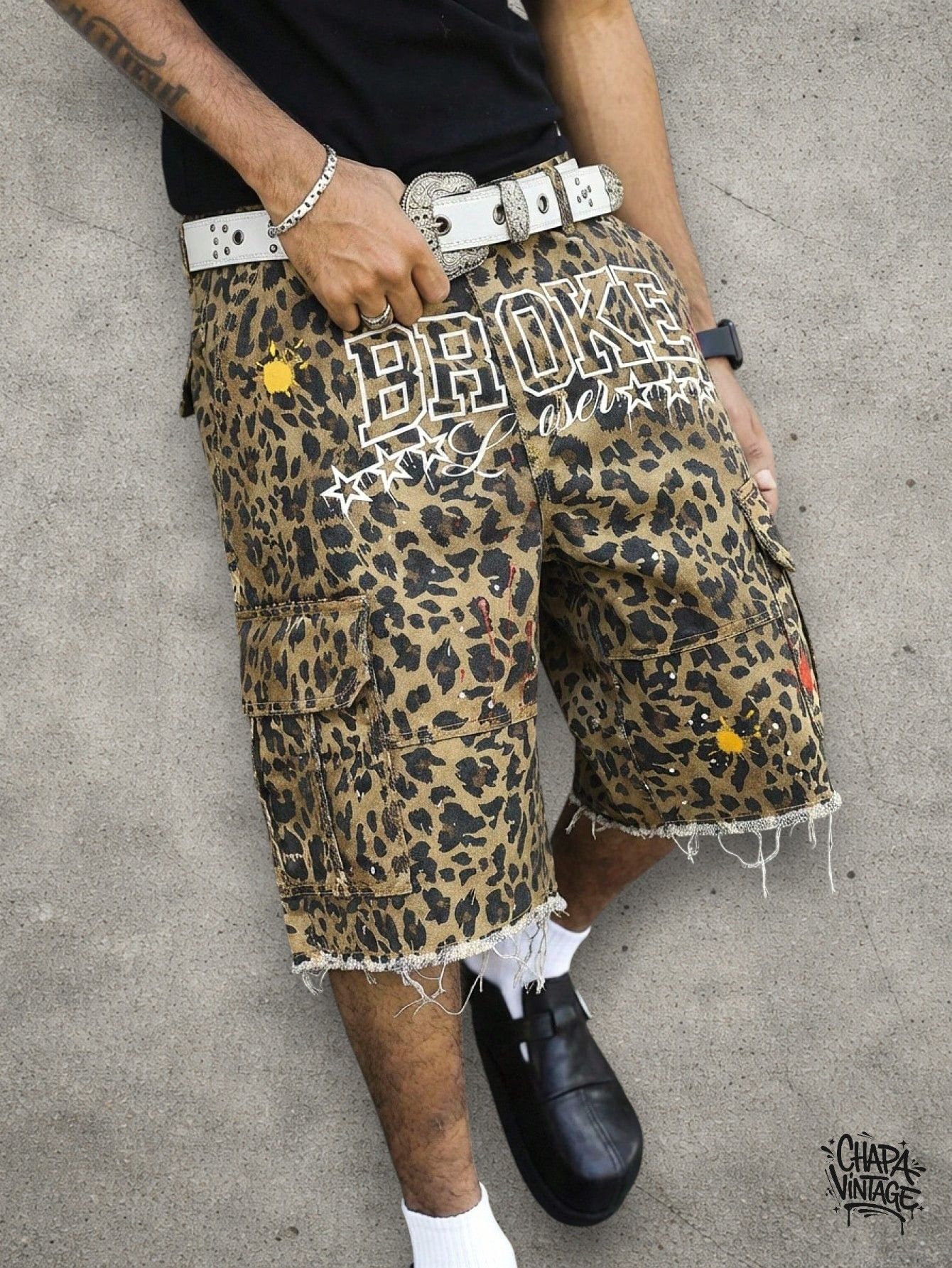 Japanese Brand Leopard distressed shorts Size US 32 / EU 48 - 3 Thumbnail