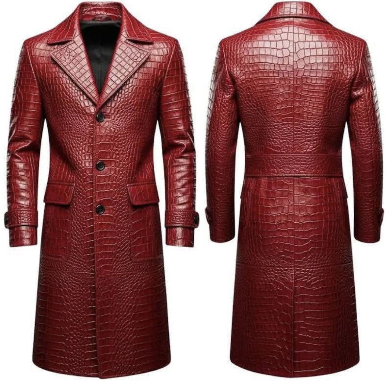 Leather Custom Made Long Leather Coat Size US L / EU 52-54 / 3 - 1 Thumbnail