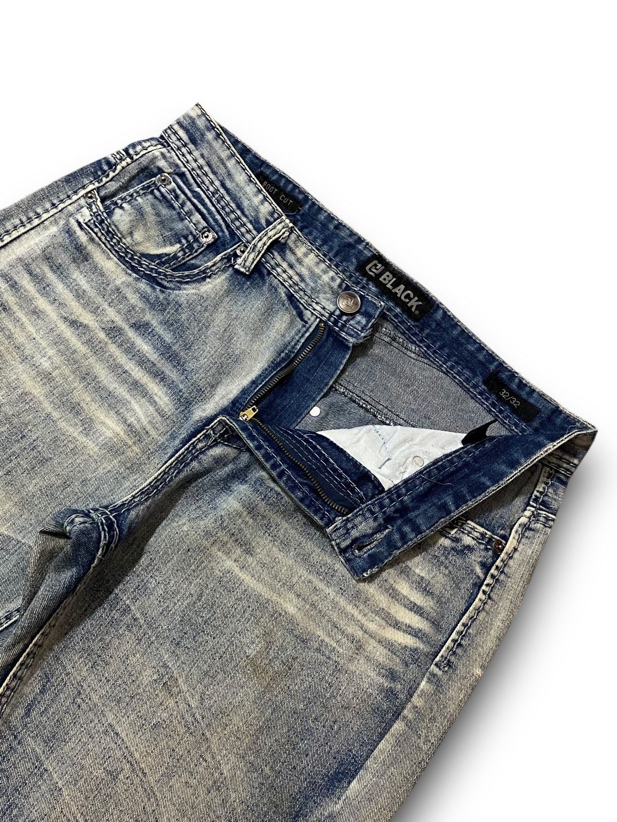 If Six Was Nine FLARE Black Skeleton Stone Wash Studded Cross Bootcut Denim Size US 34 / EU 50 - 14 Thumbnail