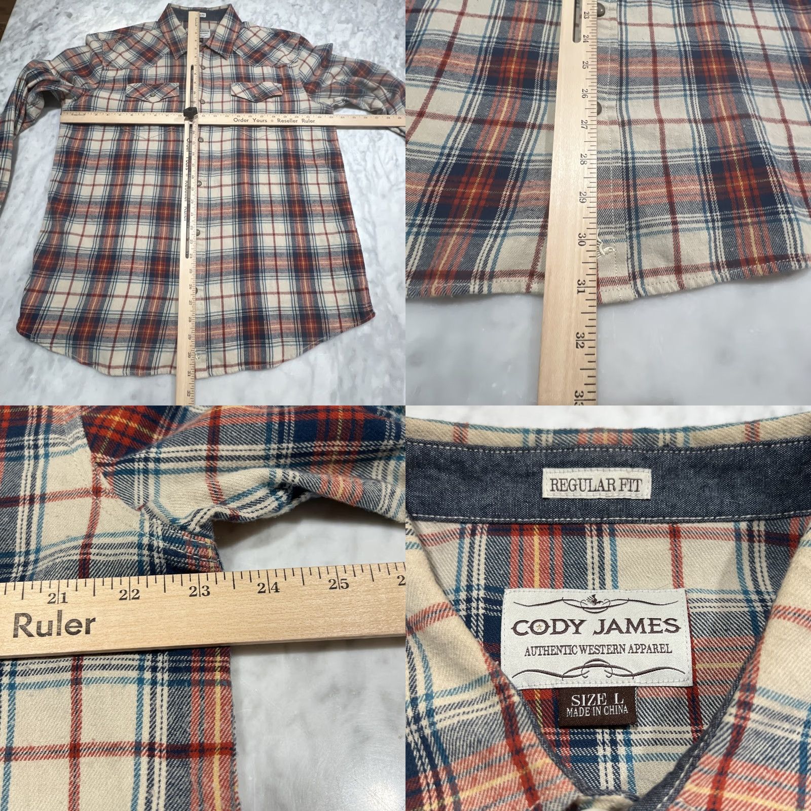Cody James Cody James Pearl Snap Flannel Shirt Men Large Regular Fit Plaid Pockets Western Cowboy Button-Up Shirt Size US L / EU 52-54 / 3 - 9 Thumbnail