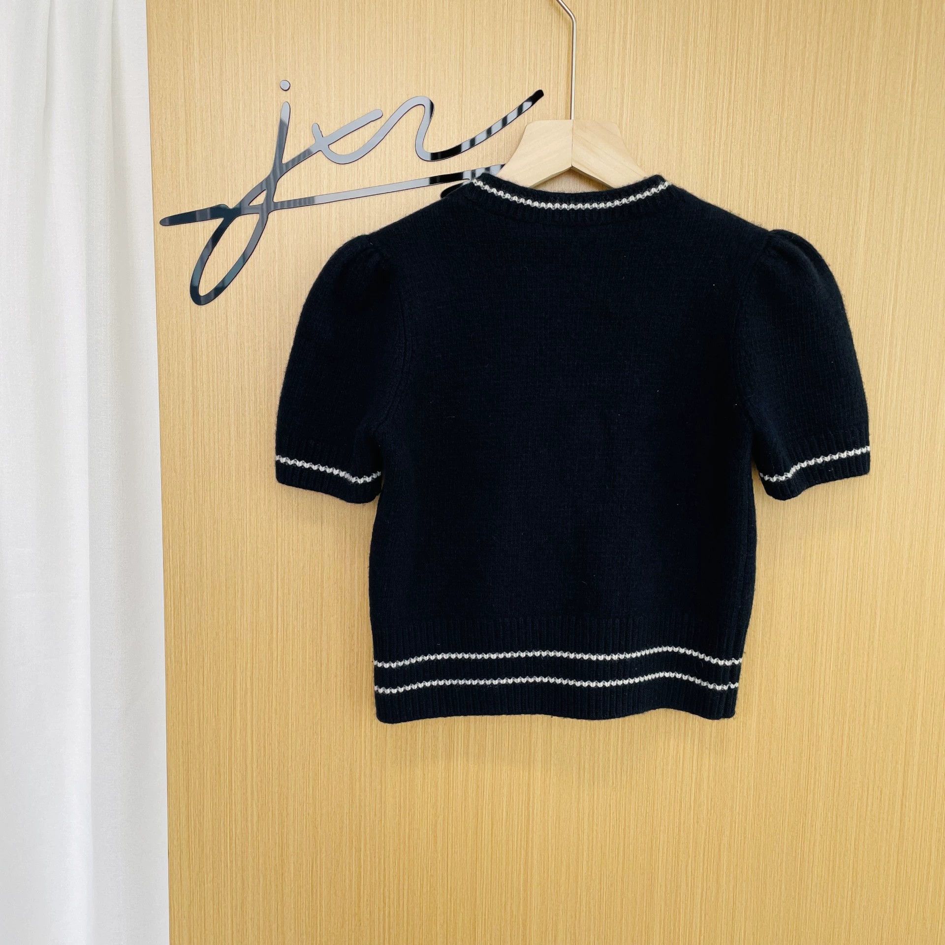 Dior DIOR Women's Star Intarsia Short Cashmere Sweater Navy 36 Size XS / US 0-2 / IT 36-38 - 2 Thumbnail