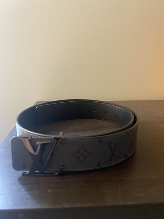 LV Initiales Reversible Belt Damier Graphite and Leather Wide 95