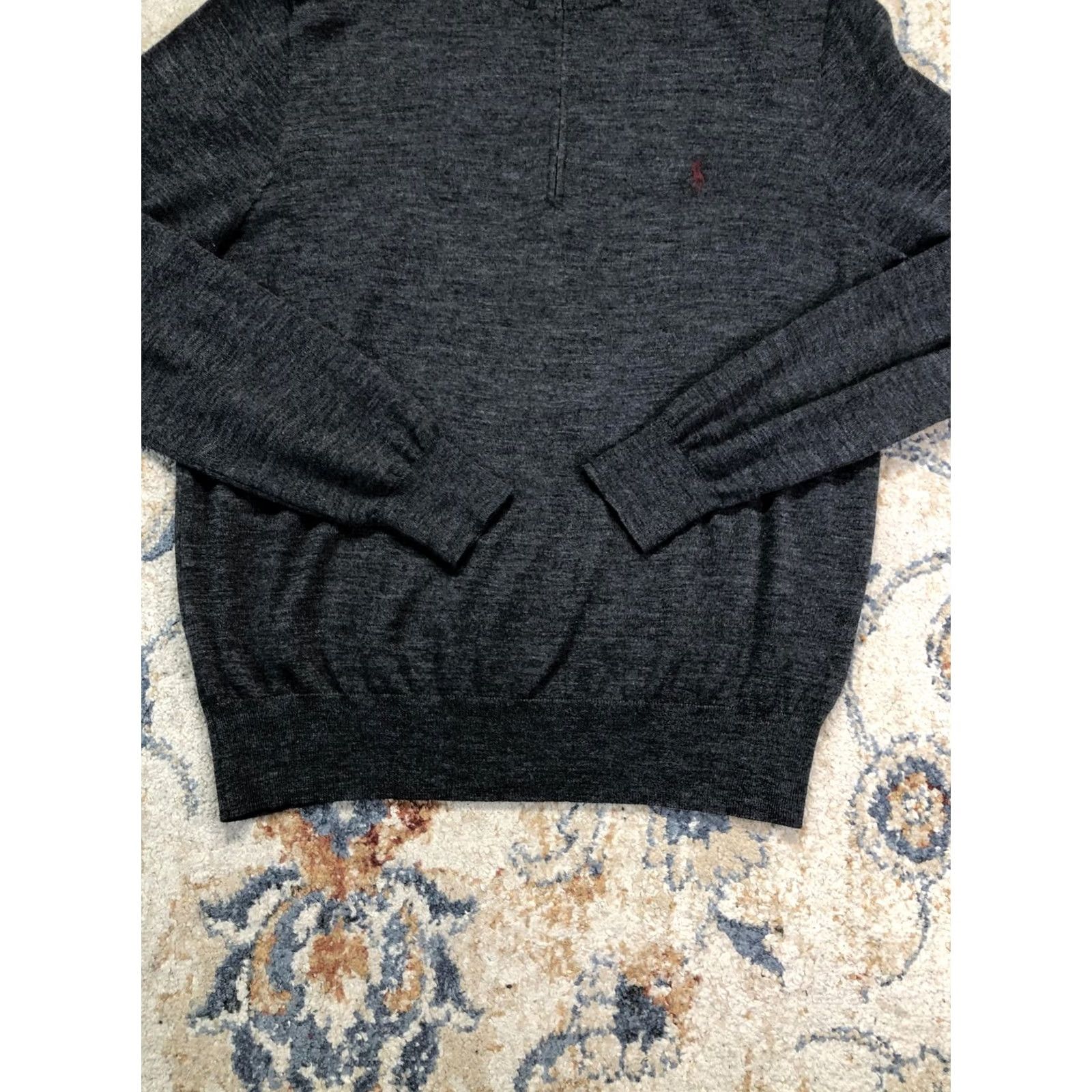 Polo Ralph Lauren Polo Ralph Lauren Sweater Mens Large Gray 100% Merino Wool 1/4 Zip Mock Neck Pullover Knit Tight-Knit Logo Casual Winter Size US L / EU 52-54 / 3 - 5 Thumbnail