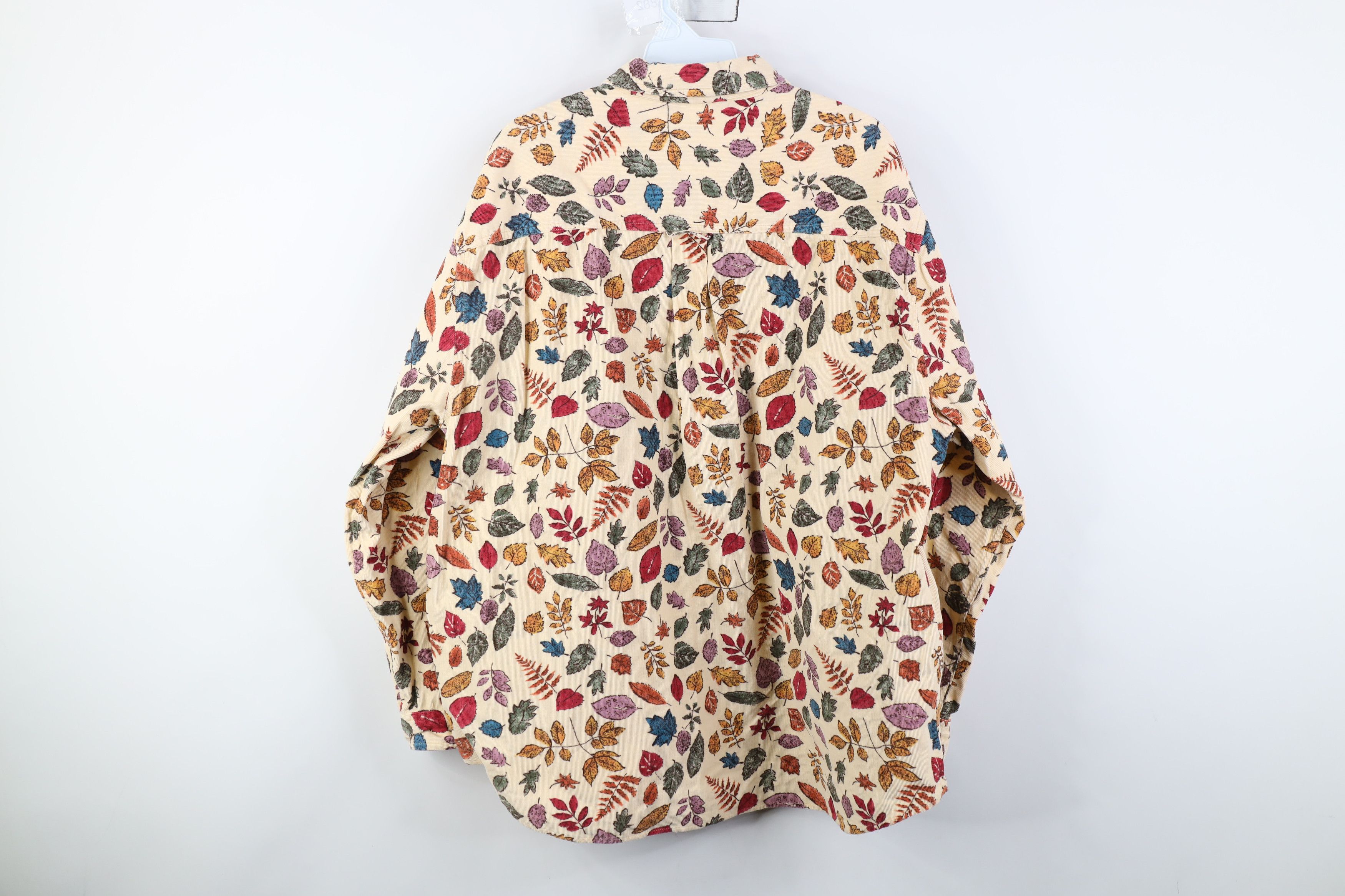 Vintage Vintage 90s Streetwear Leaf Corduroy Collared Button Shirt Size L / US 10 / IT 46 - 8 Thumbnail