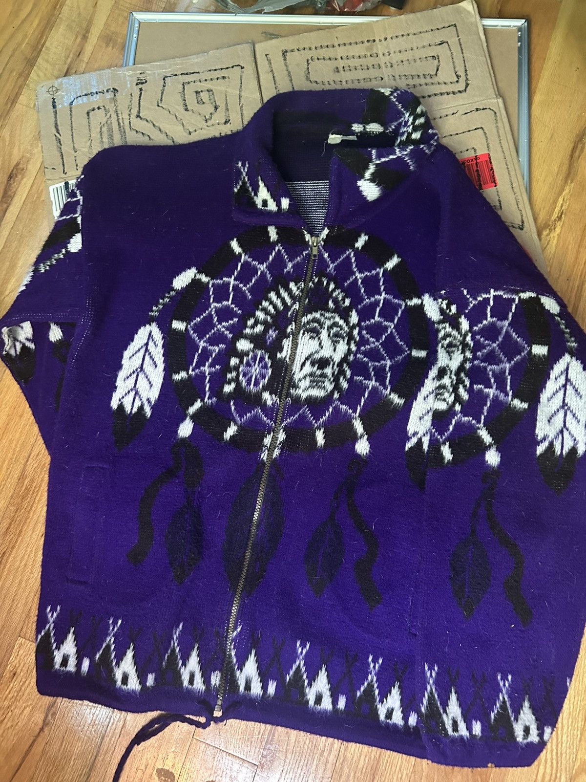 Vintage Vintage Purple Wool Jacket – Native-Inspired – M/L Size US M / EU 48-50 / 2 - 1 Thumbnail