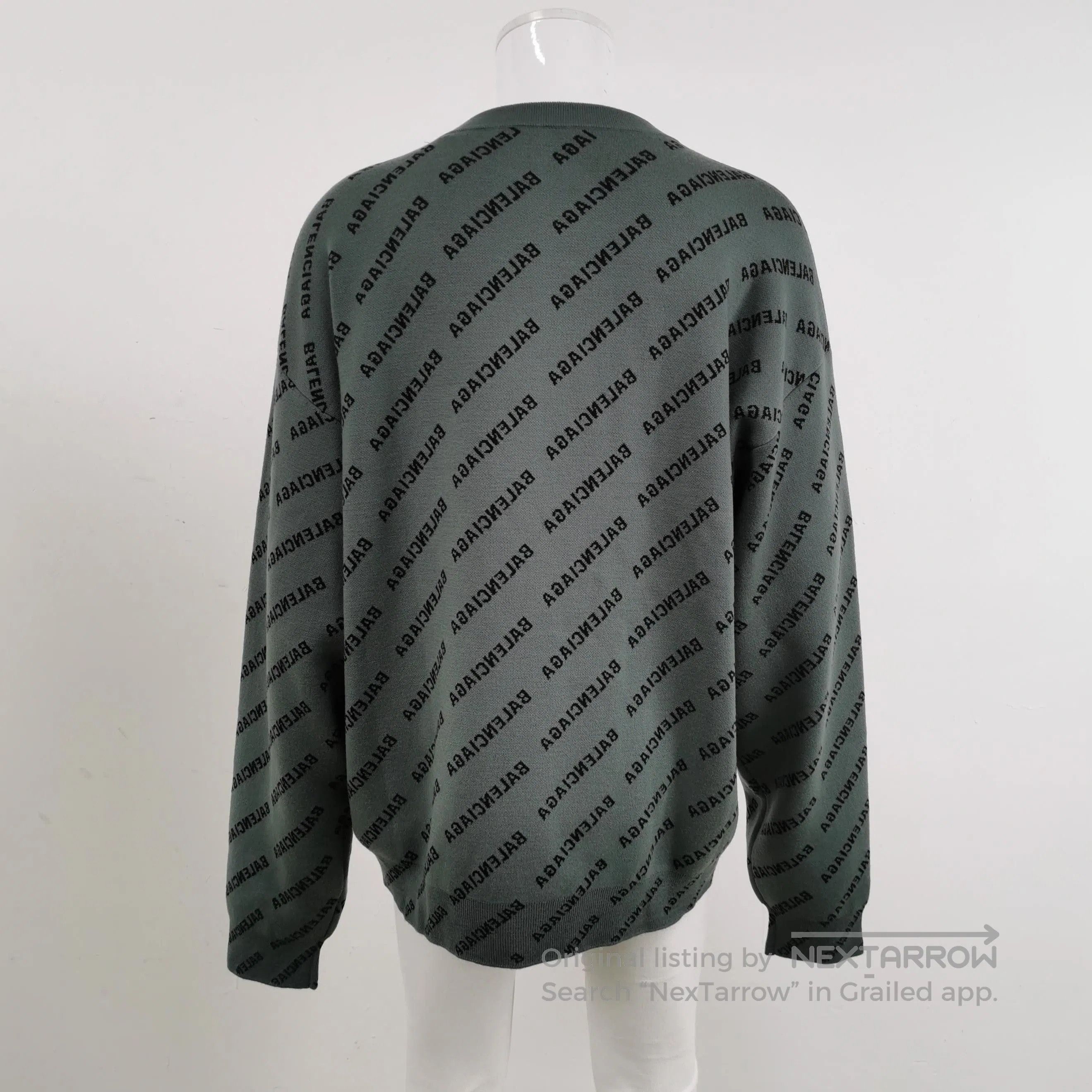 Balenciaga XL Wool Blend Letter Print Crewneck Sweater.