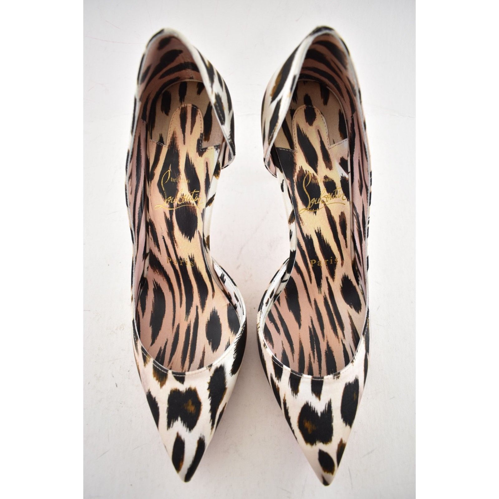 Christian Louboutin Christian Louboutin Iriza 85 Cheetah Crepe Satin Pump 37.5 Size US 7.5 / IT 37.5 - 6 Thumbnail