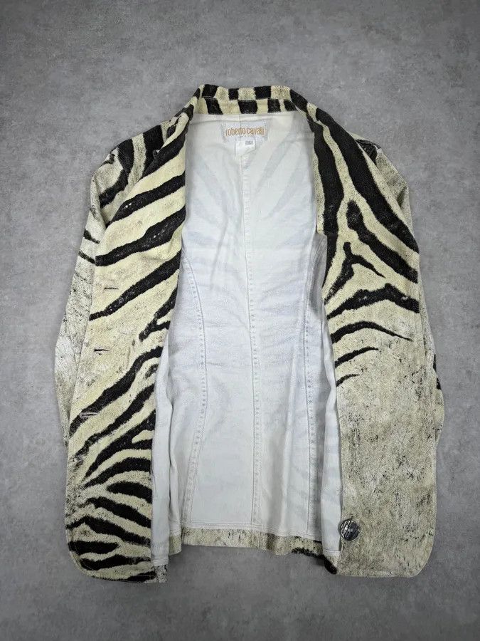 Roberto Cavalli SS1999 Roberto Cavalli Zebra Marble White Blazer Jacket Size L / US 10 / IT 46 - 5 Thumbnail