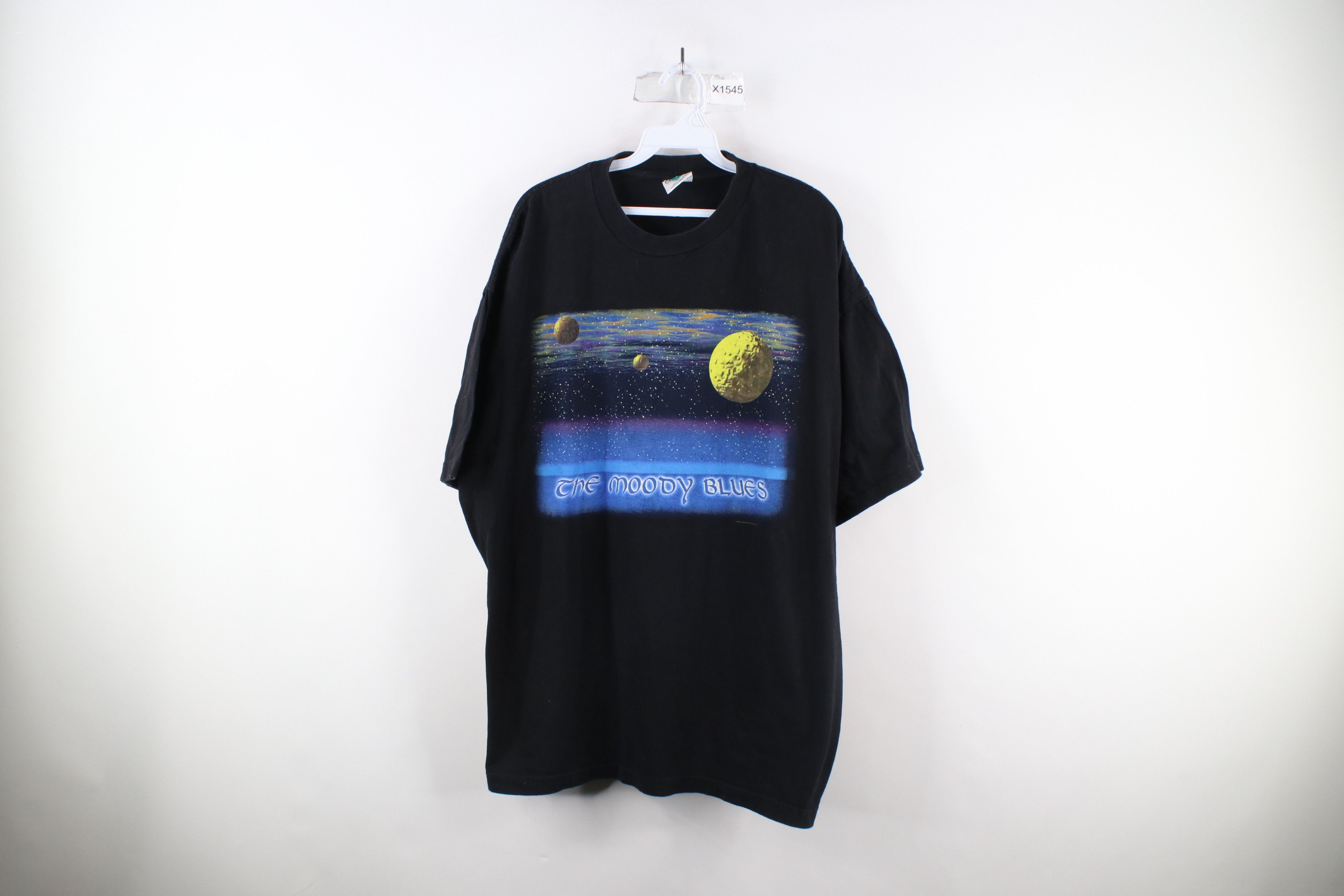 Image of Vintage 90's Tour The Moody Blues Band T-Shirt Black Cotton, Men's (Size 2XL)