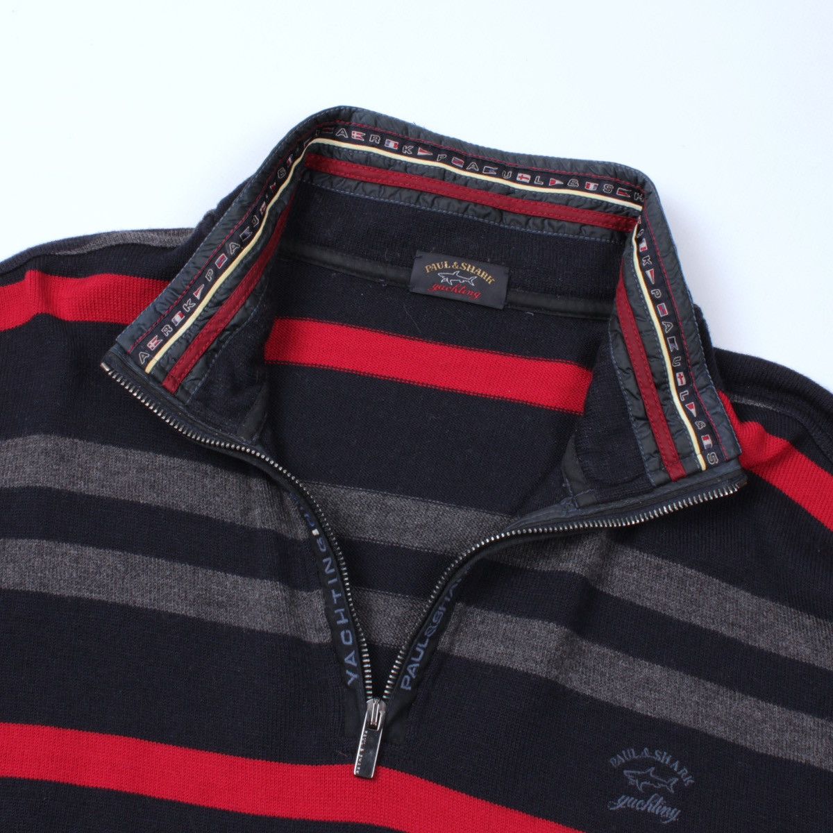 Designer × Paul & Shark PAUL SHARK Yachting Club Wool Half Zip 1/4 Striped Sweater Size US XL / EU 56 / 4 - 11 Thumbnail