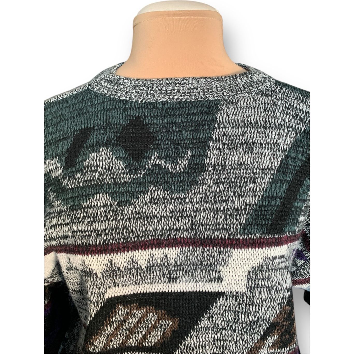 Vintage Vintage Sir William Geometric Knit Sweater Gray Purple Pullo Size US XXL / EU 58 / 5 - 7 Thumbnail