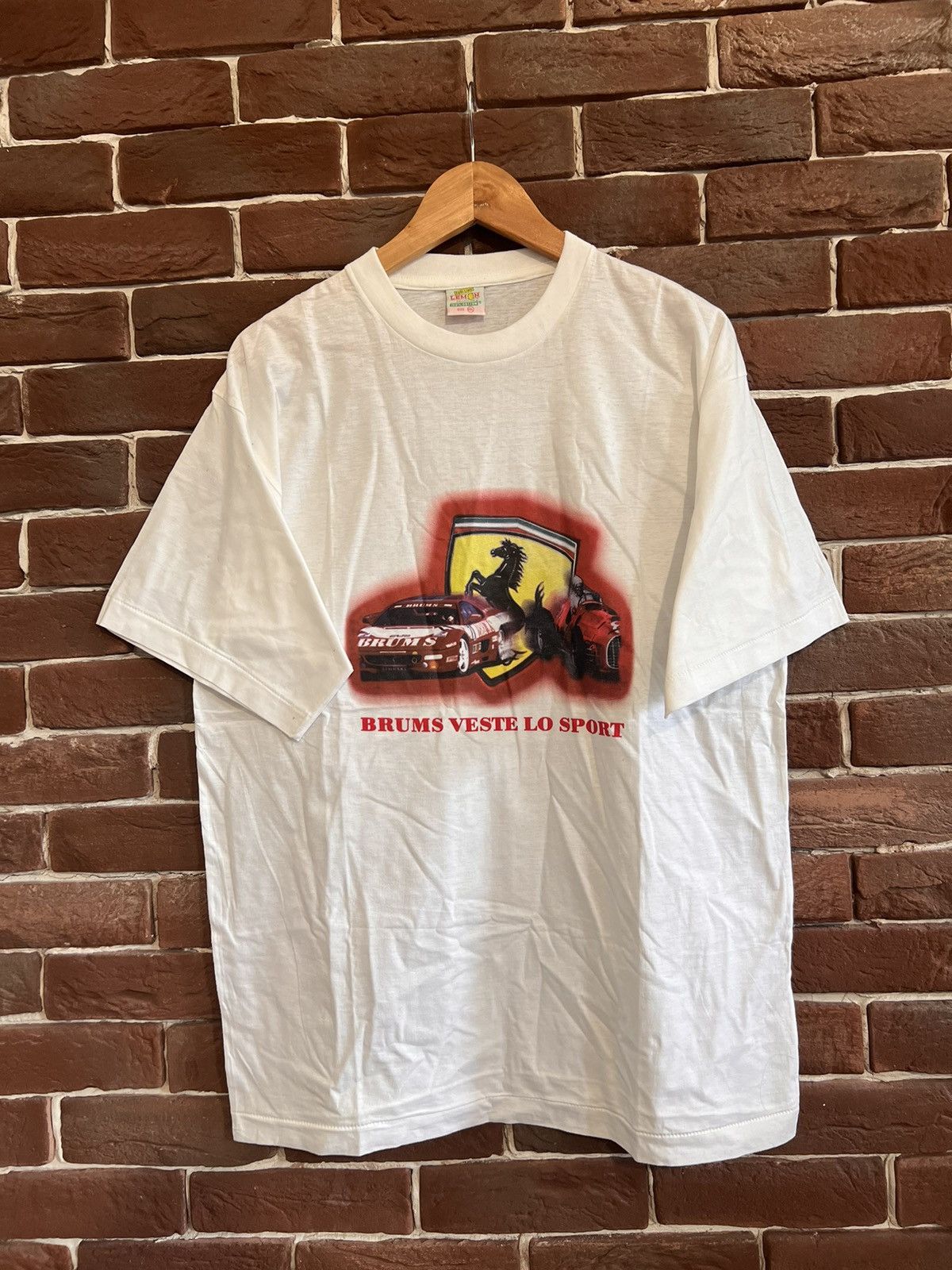 image of Formula Uno x Racing Vintage Ferrari Formula 1 Car Racing 90's Tshirt Hype White, Men's (Size 2XL)