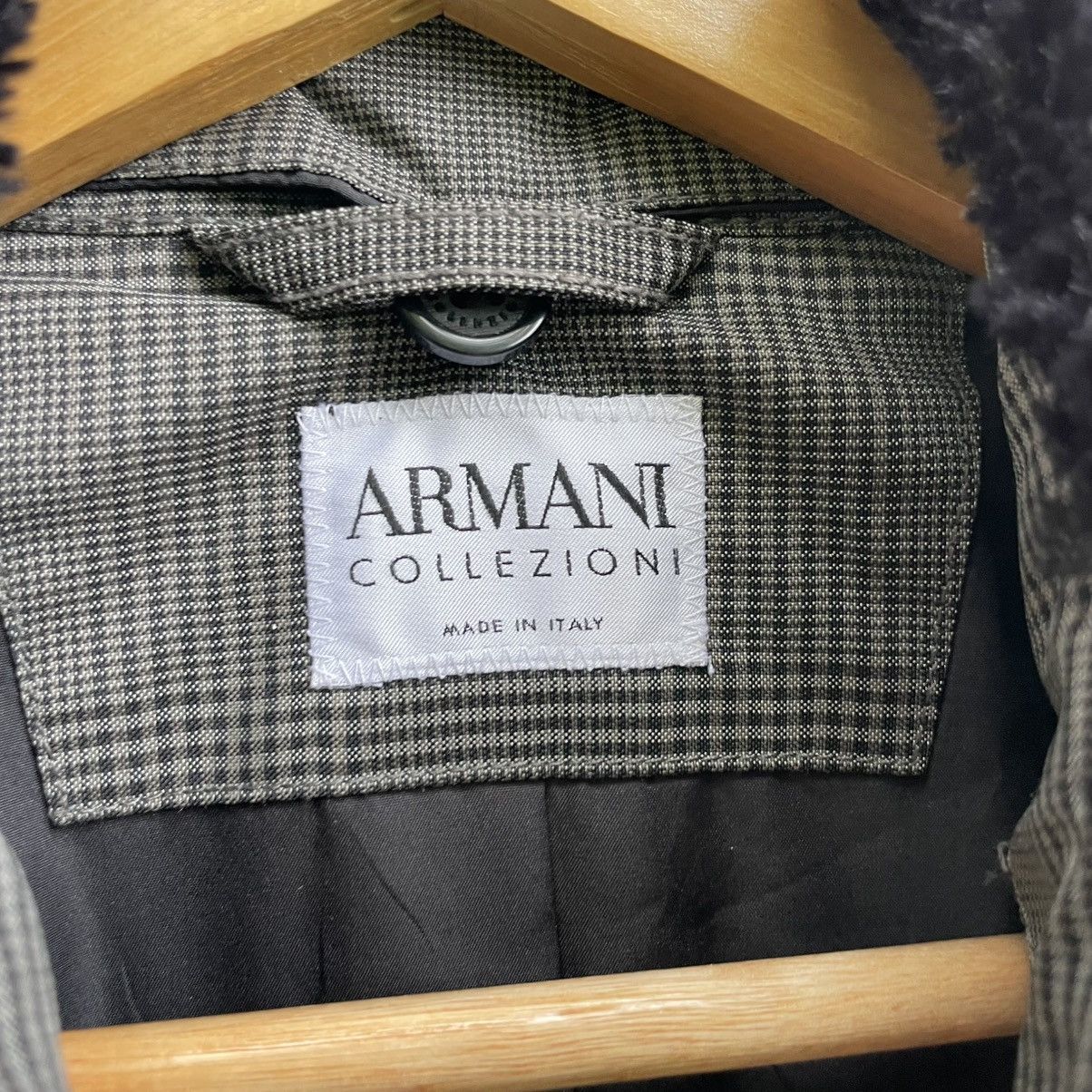 Armani × Designer 💥Armani Collezioni Trench Coat Checked Jacket Size US M / EU 48-50 / 2 - 4 Thumbnail