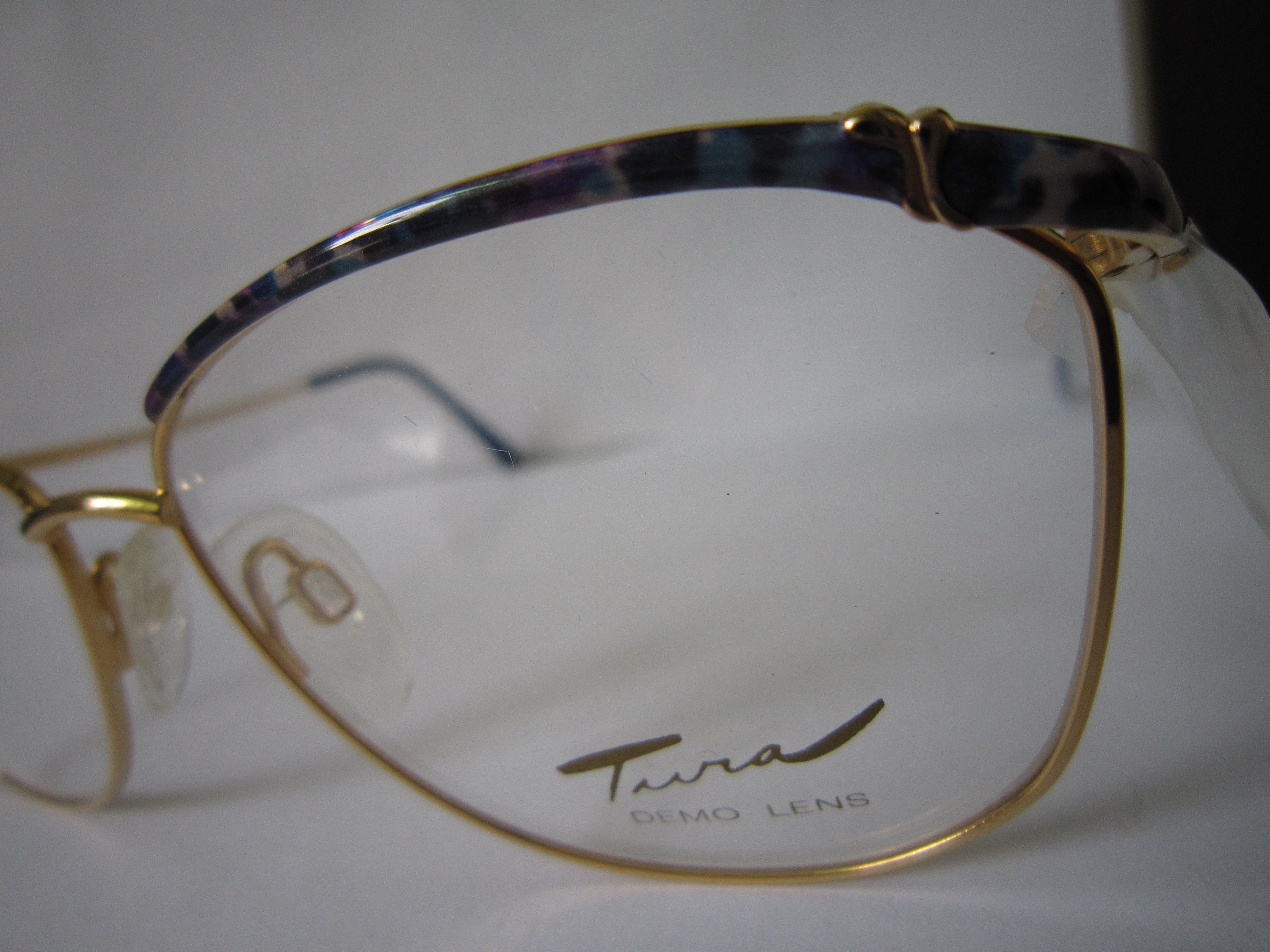 Vintage 80s TURA Mod 402 Blue Woman Eyeglasses Frame