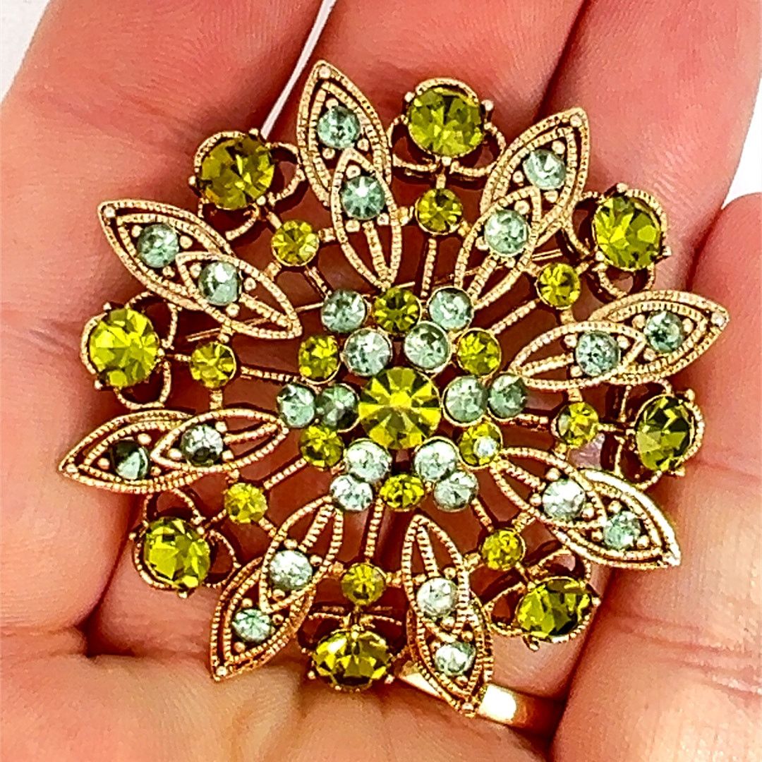 & Other Stories Liz Claiborne LC Green Blue Rhinestone Brooch Size ONE SIZE - 2 Thumbnail