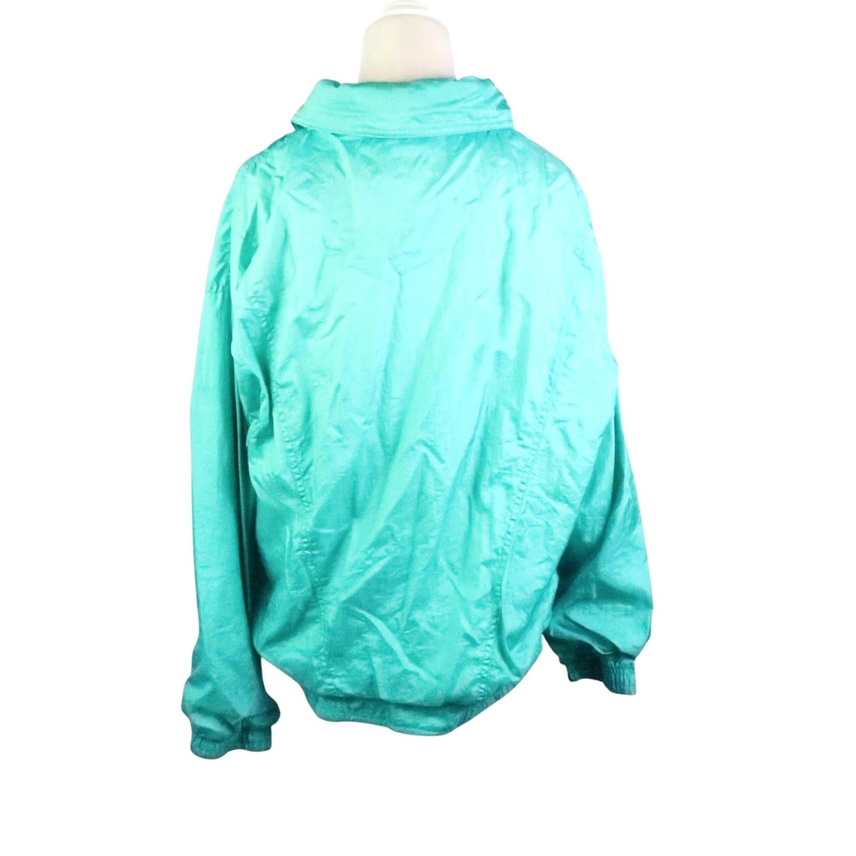 Vintage VINTAGE Lavon Windbreaker Jacket Womens S Green 90s Zip Long Sleeve Nylon Solid Short Jacket Coat 80s 90s Theme Size S / US 4 / IT 40 - 4 Thumbnail