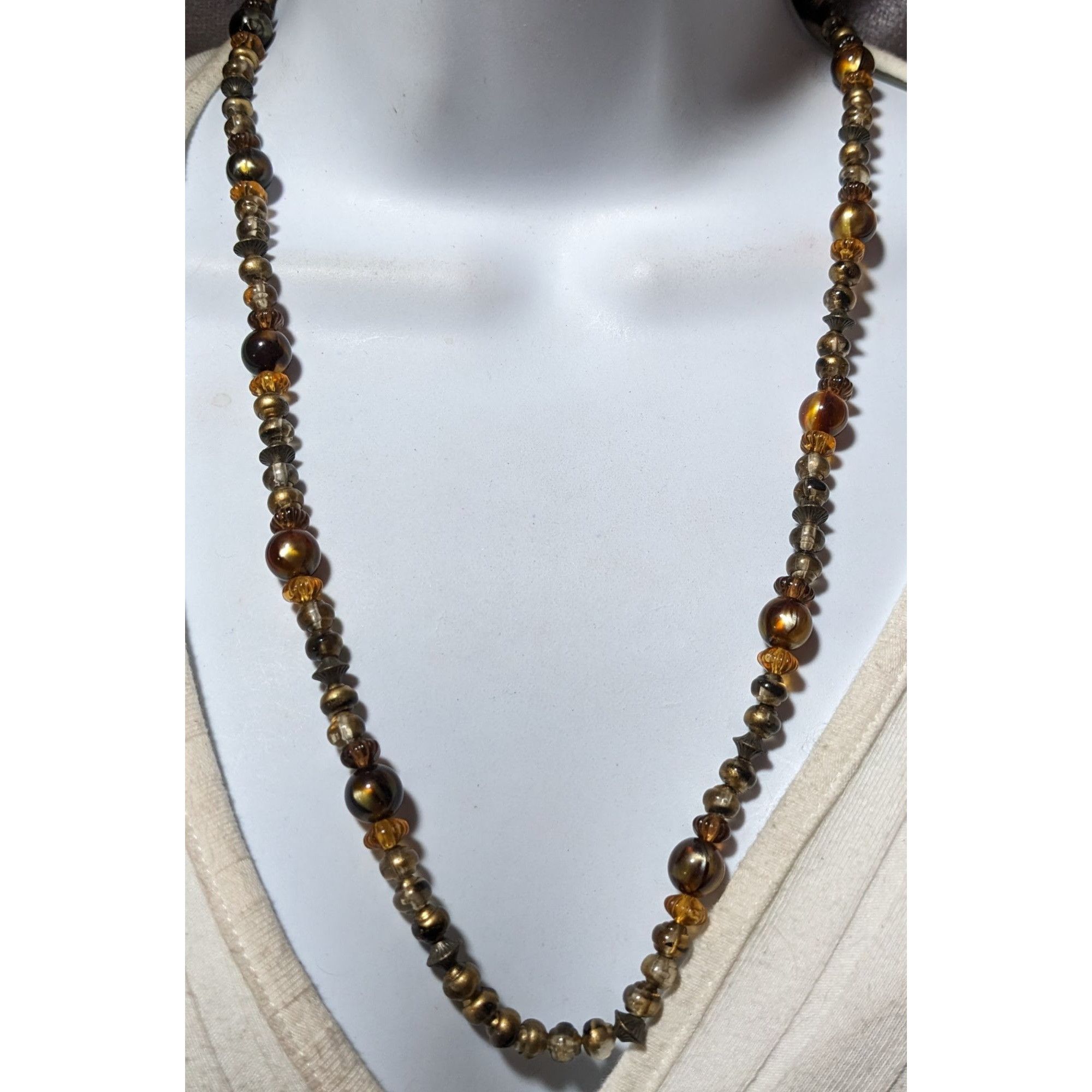 Other Earthy Retro Brown And Gold Beaded Necklace Size ONE SIZE - 5 Thumbnail