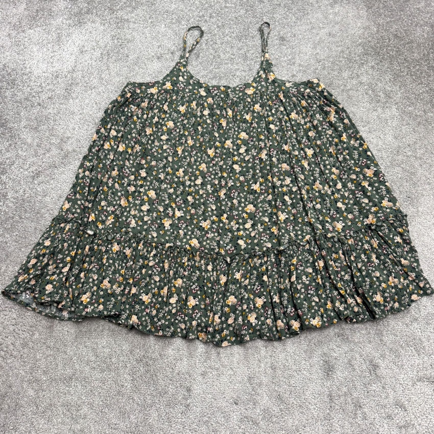 Vintage Easel Green Floral Spaghetti Rayon Sundress Womens Medium Midi? Size L / US 10 / IT 46 - 2 Thumbnail
