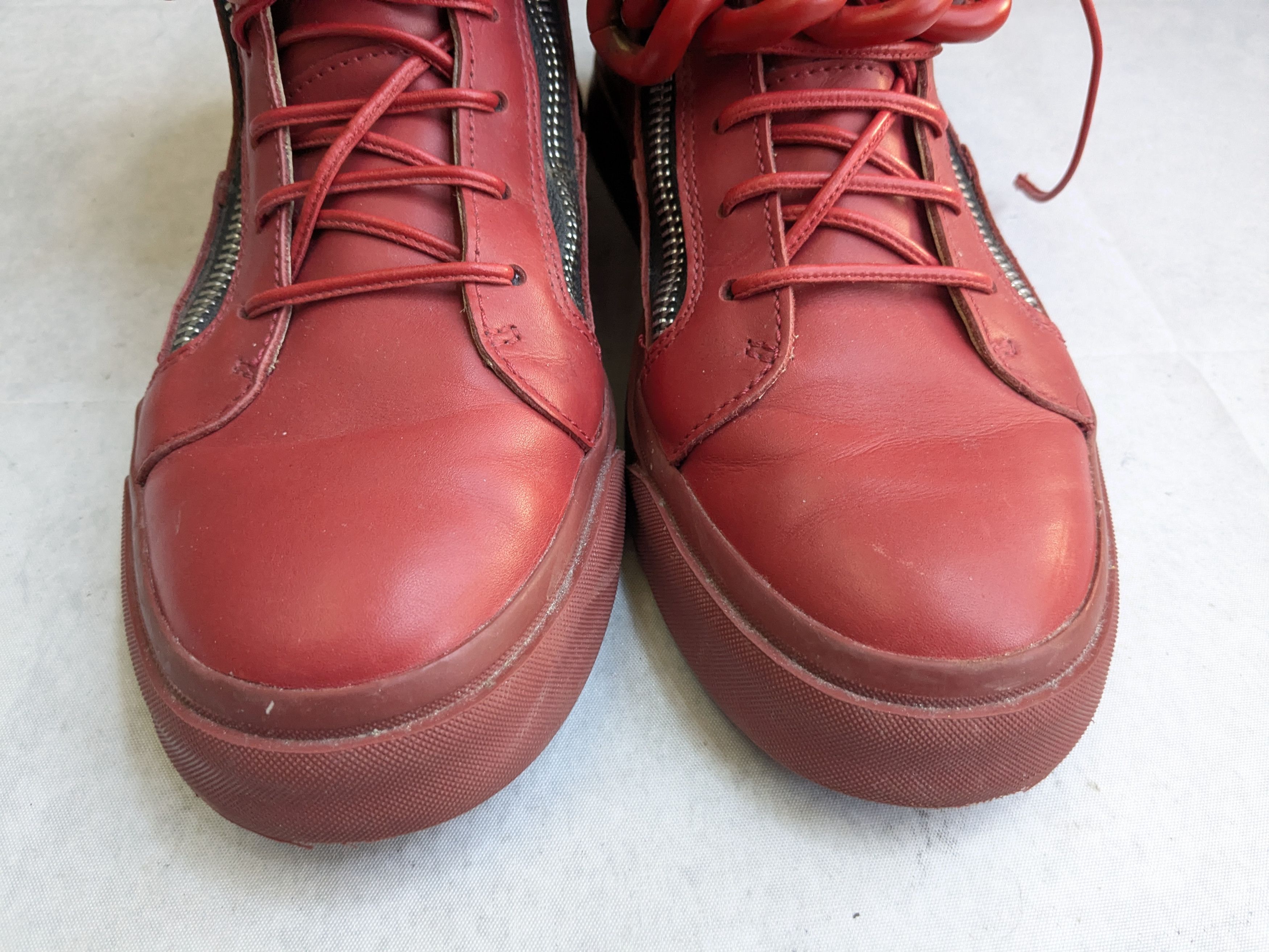 Giuseppe Zanotti Giuseppe Zanotti Chain Sneakers Red 10 43 High Tops Leather Size US 10 / EU 43 - 3 Thumbnail
