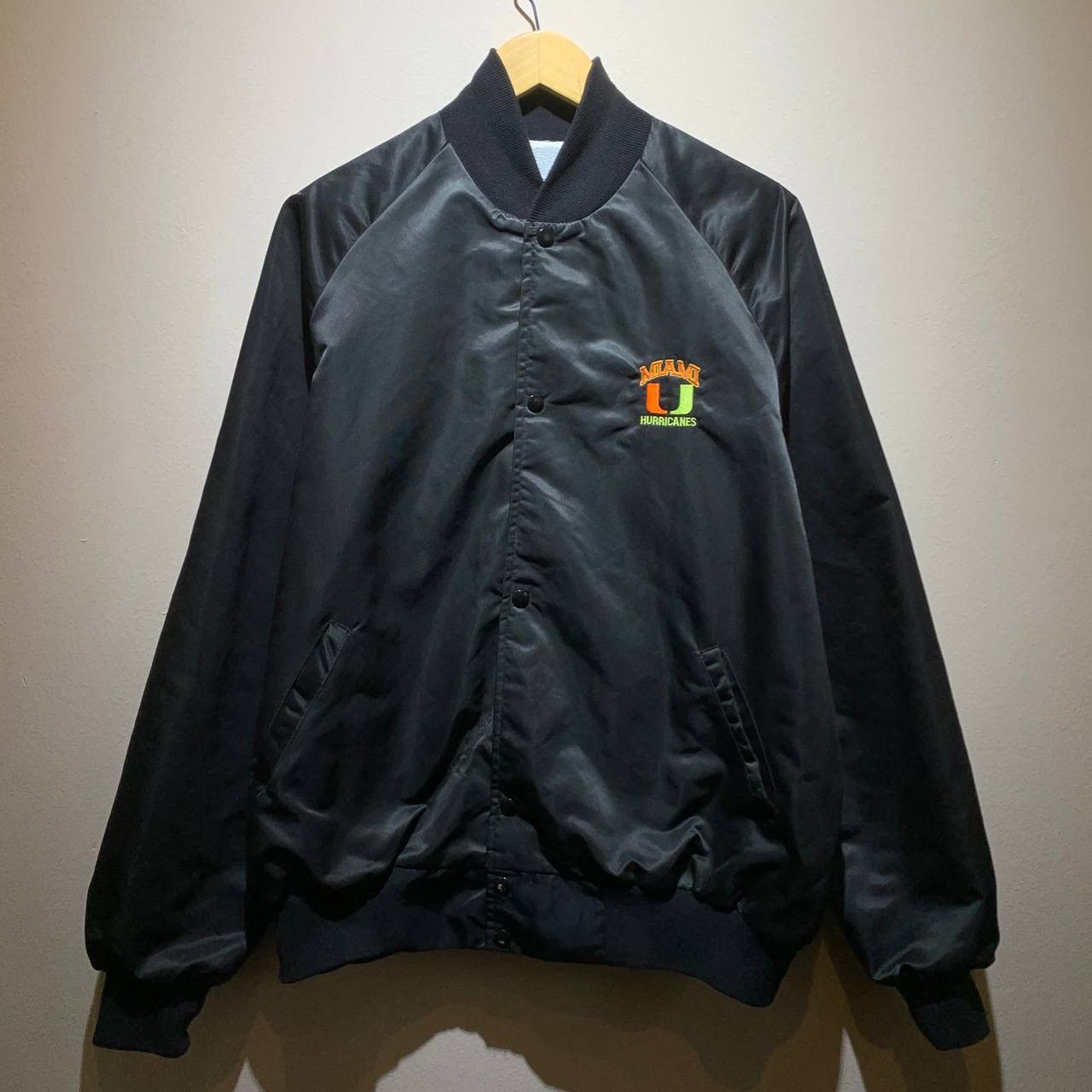 Vintage 🔥 Vintage 90s Miami Hurricanes by Stitch Count Satin Jacket Size US XL / EU 56 / 4 - 1 Thumbnail
