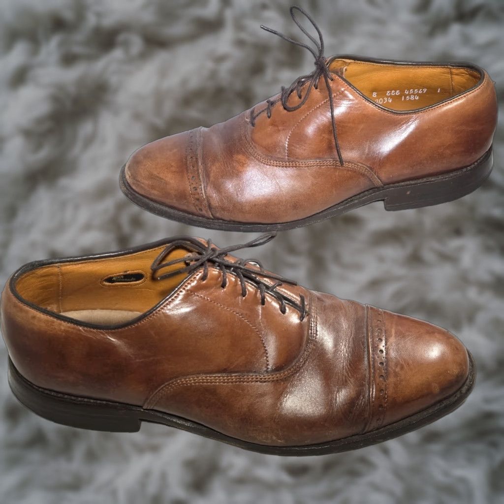 Allen Edmonds Byron Cap Toe Oxford Dress Shoes Brown Leather USA Men 15 D Allen Edmonds Byron Mens 8 D Chili Leather Cap Toe Oxford  main image 3