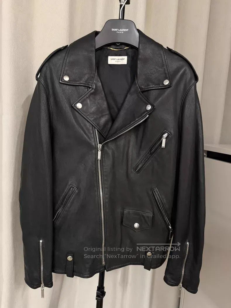 Saint Laurent Paris Saint Laurent Paris Diagonal Zip Sheepskin Leather Jacket Size XXS / US 00 / IT 34 - 1 Thumbnail
