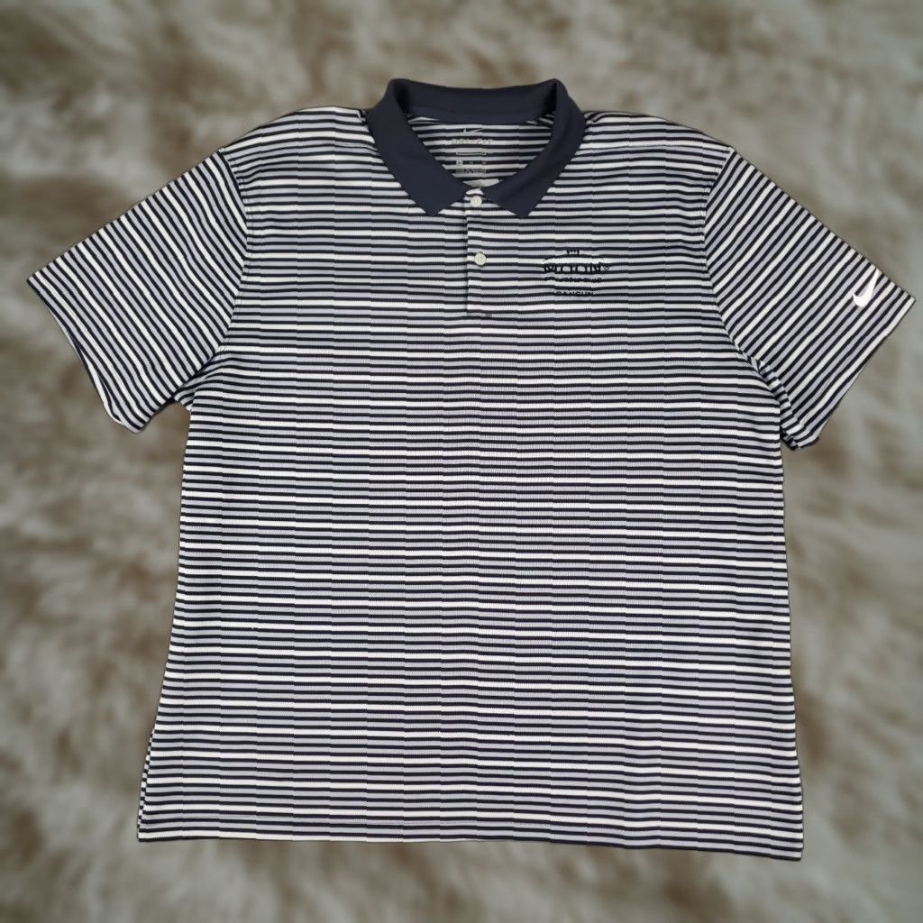 Nike Nike Polo Shirt XL Blue Gray Striped Short Sleeve Golf Casual Mens Size US XL / EU 56 / 4 - 1 Thumbnail