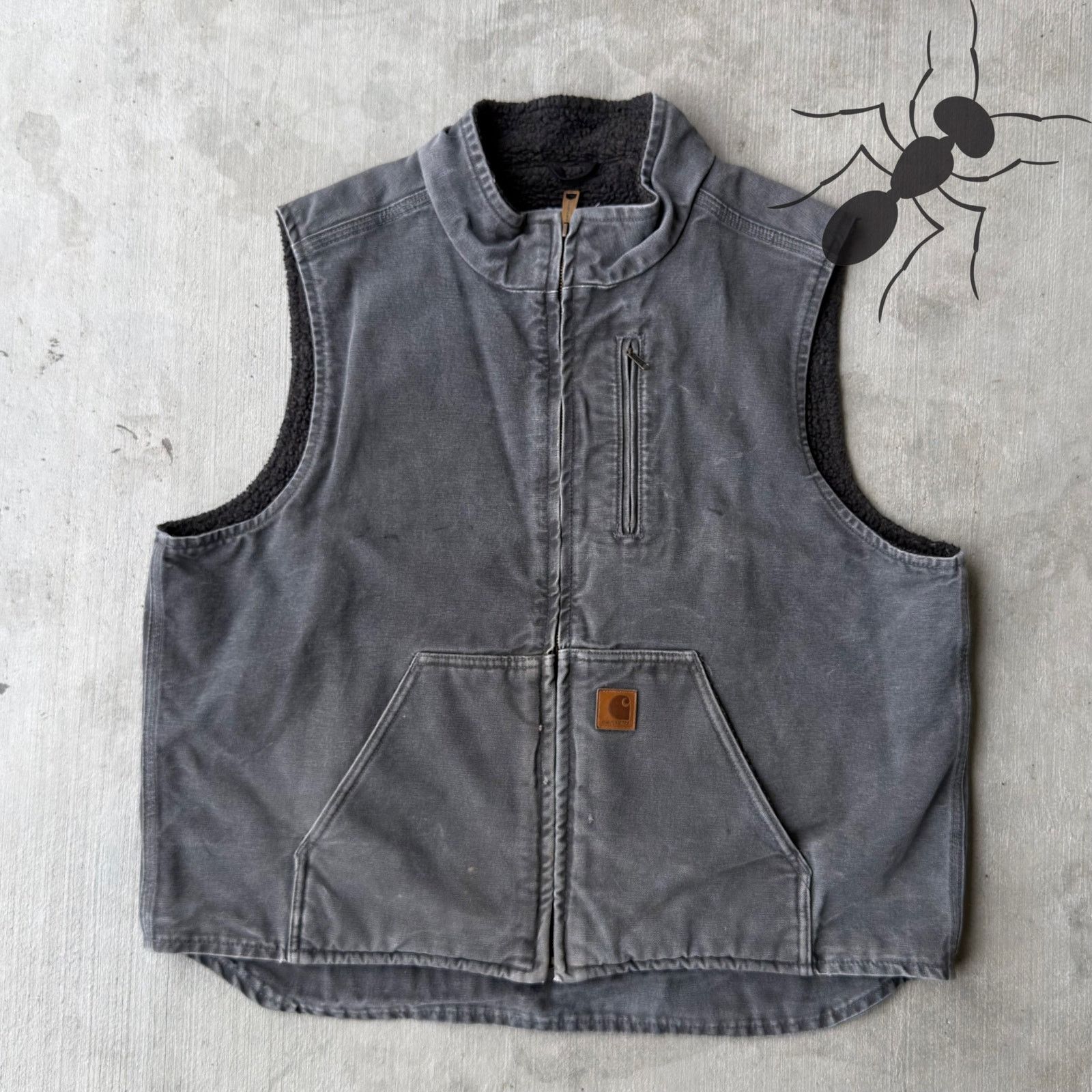 Carhartt × Vintage Carhartt V33 GVL gray Sherpa work wear vest Size US XL / EU 56 / 4 - 1 Thumbnail