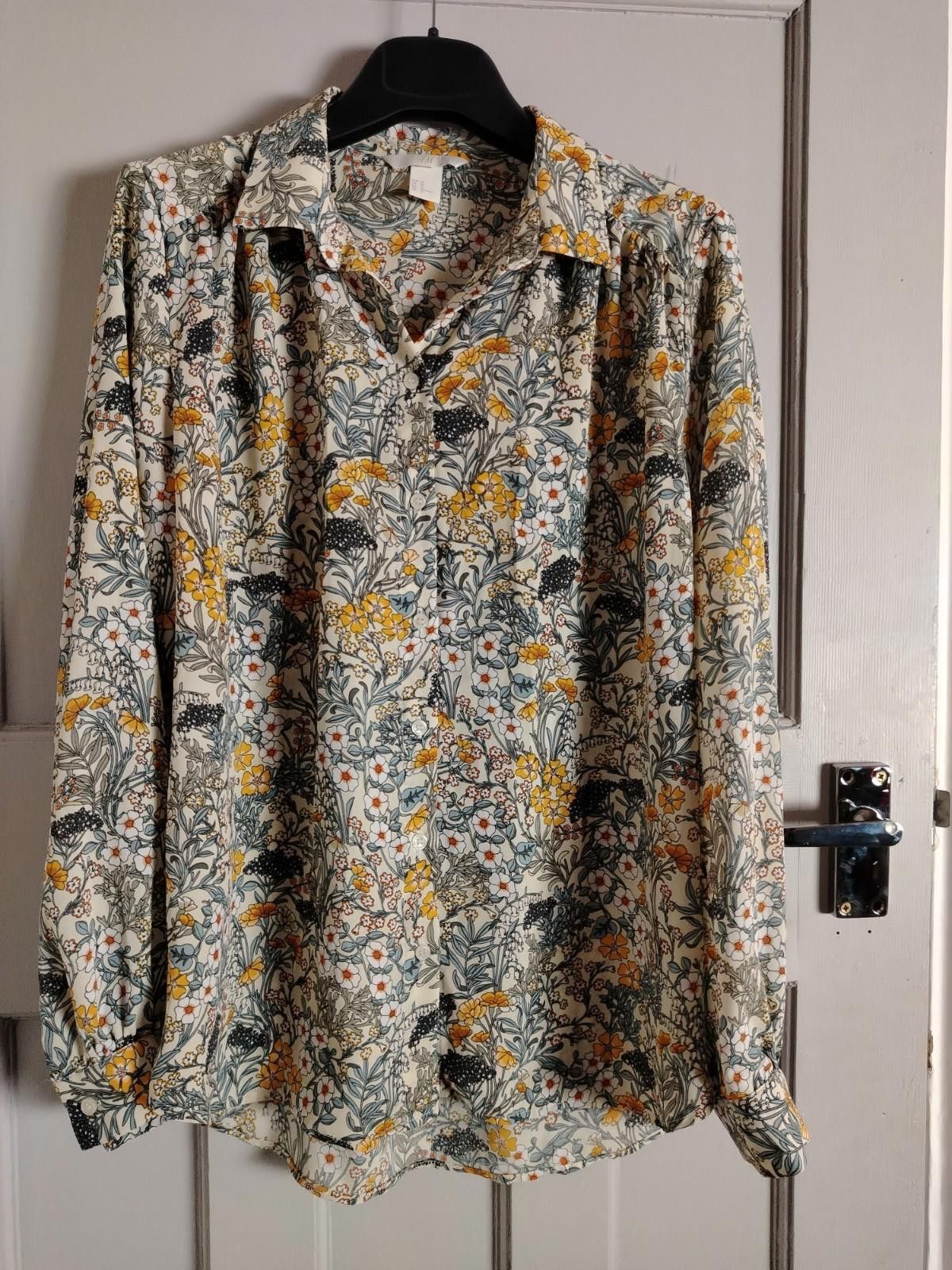 H&M Pre-Loved H&M Floral Print Long Sleeve Shirt Blouse UK 14 Size M / US 6-8 / IT 42-44 - 4 Thumbnail