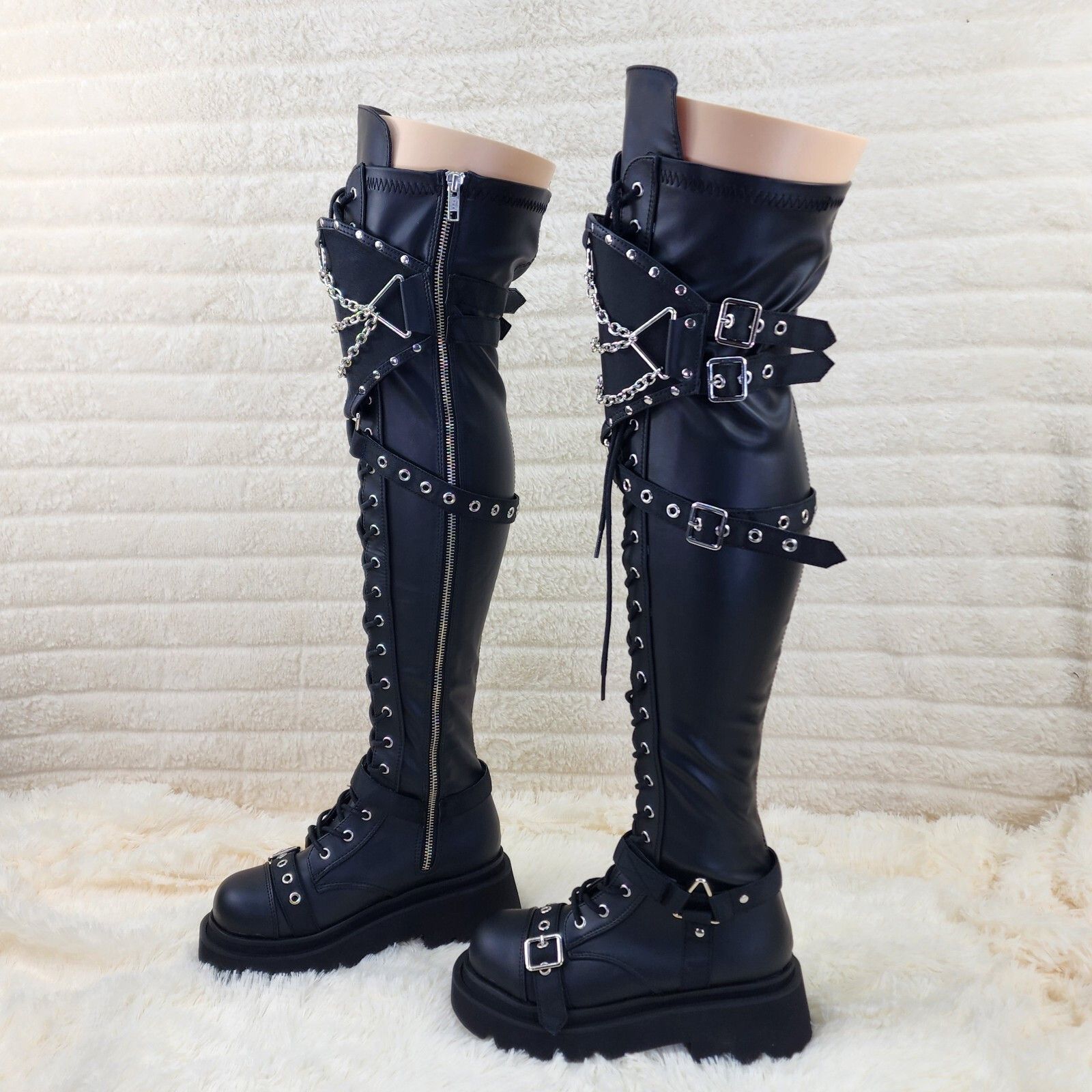 Demonia Cult DEMONIA Renegade Goth Punk Rocker Over The Knee Boots With K Size US 11 / IT 41 - 6 Thumbnail