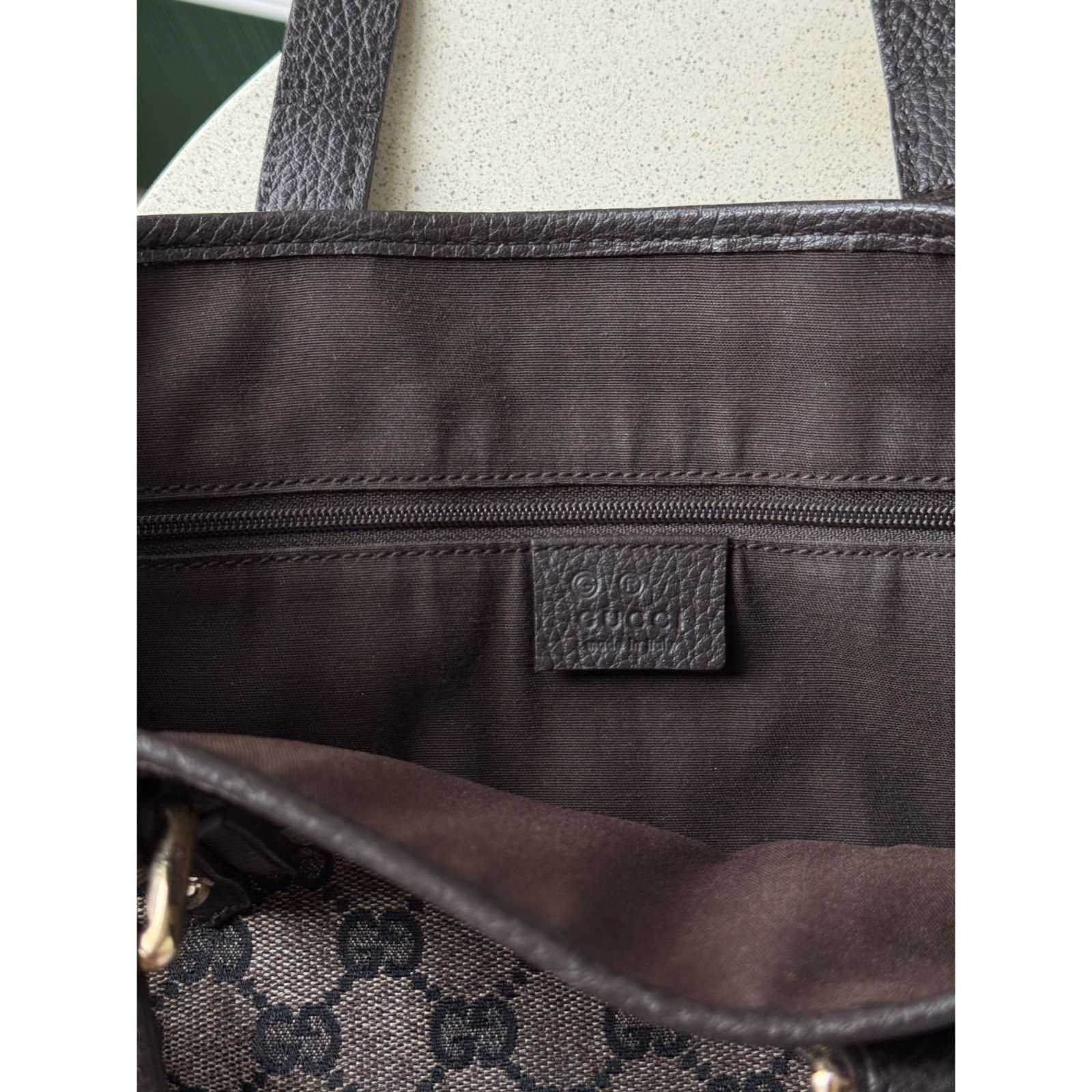 Gucci Gucci Monogram GG Jaquard Canvas Grey Brown Small Tote Hand Size ONE SIZE - 7 Thumbnail