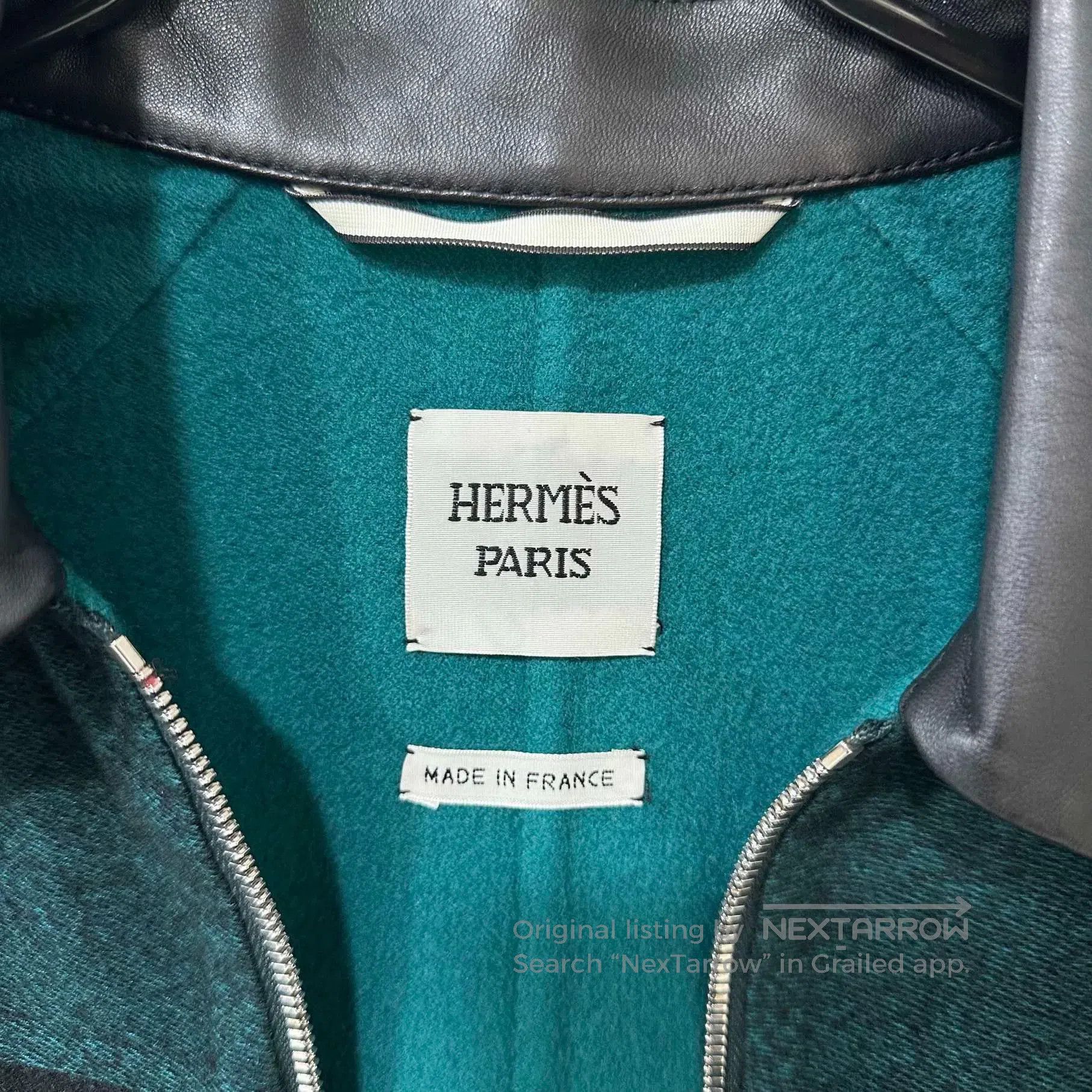 Hermes Striped Leather Trim Cashmere Coat. Size US XS / EU 42 / 0 - 4 Thumbnail