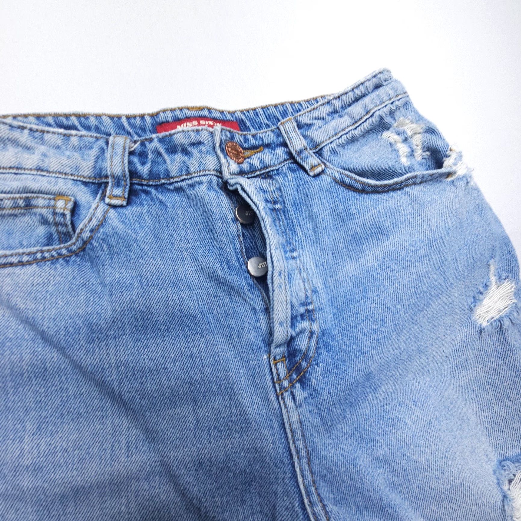 Miss Sixty Y2K Miss Sixty Everyday Jeans Denim Blue Distressed Cropped Slim 29 Women 5-Pocket Straight Rise Mid Inseam 25 Size 29" - 7 Thumbnail
