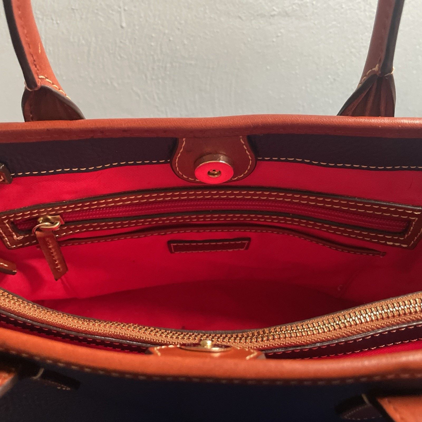 Dooney & Bourke Dooney & Bourke Pebble Grain Brenna Leather in Blue/Brown Size ONE SIZE - 11 Thumbnail