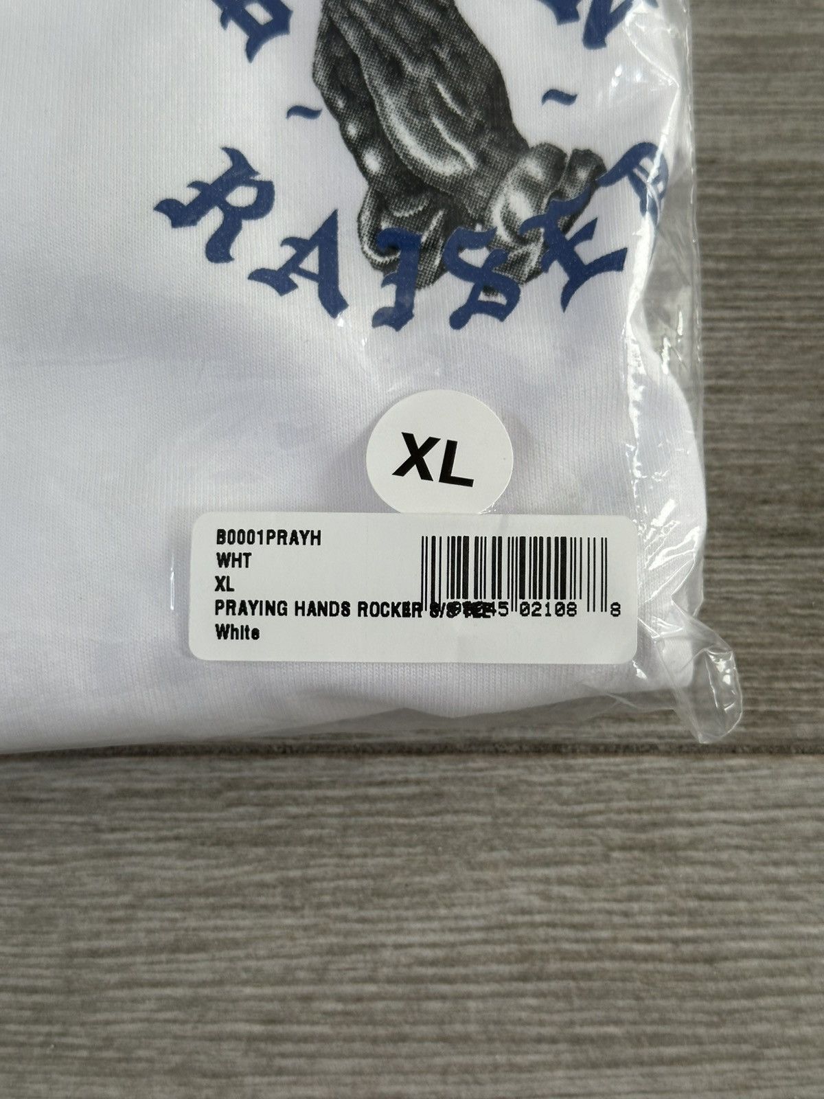 Born X Raised BORN X RAISED Praying Hands Rocker Tee White Blue Size XL Size US XL / EU 56 / 4 - 7 Thumbnail