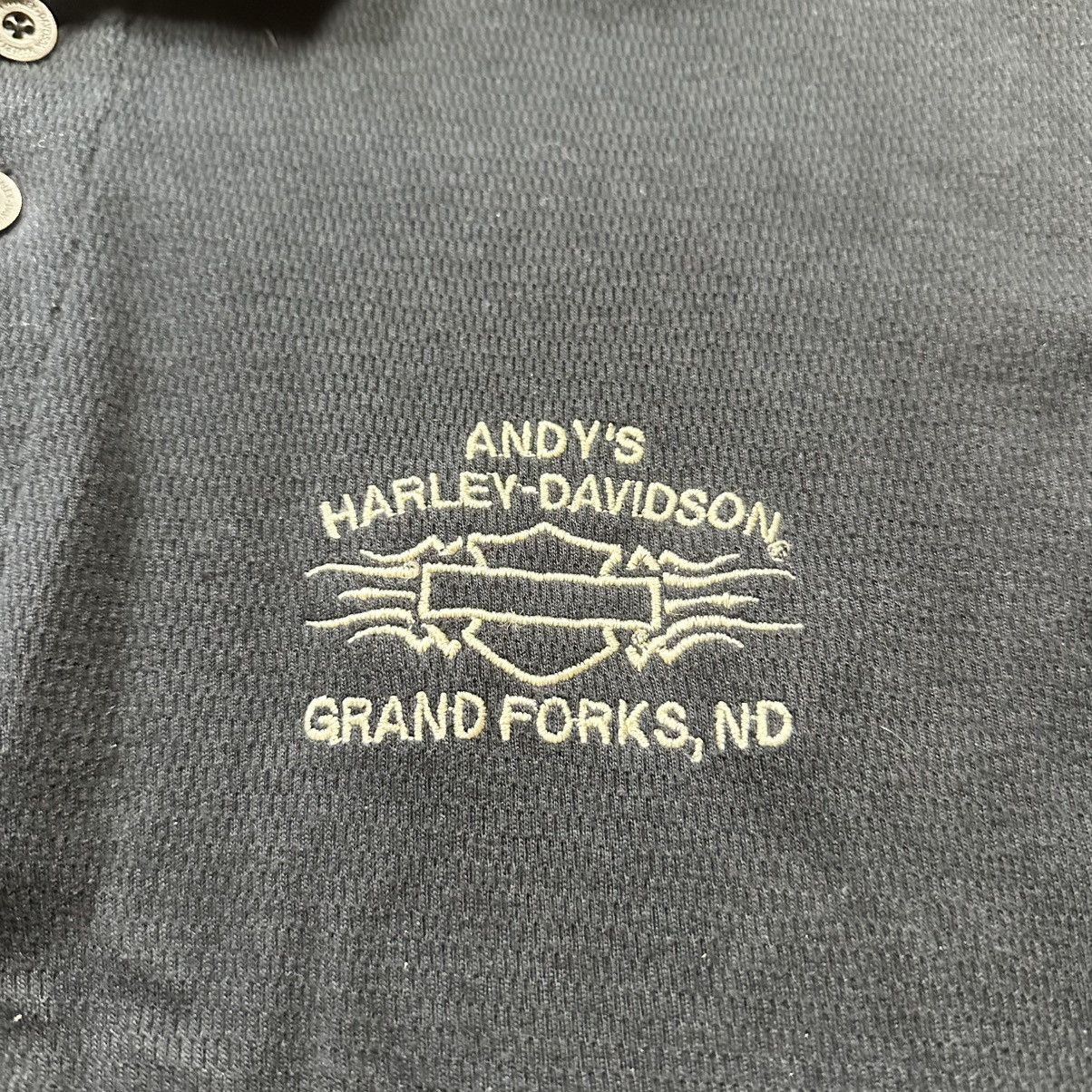 Harley Davidson Vintage Y2K Black Harley Davidson Long Sleeve Polo Shirt Size US L / EU 52-54 / 3 - 3 Thumbnail