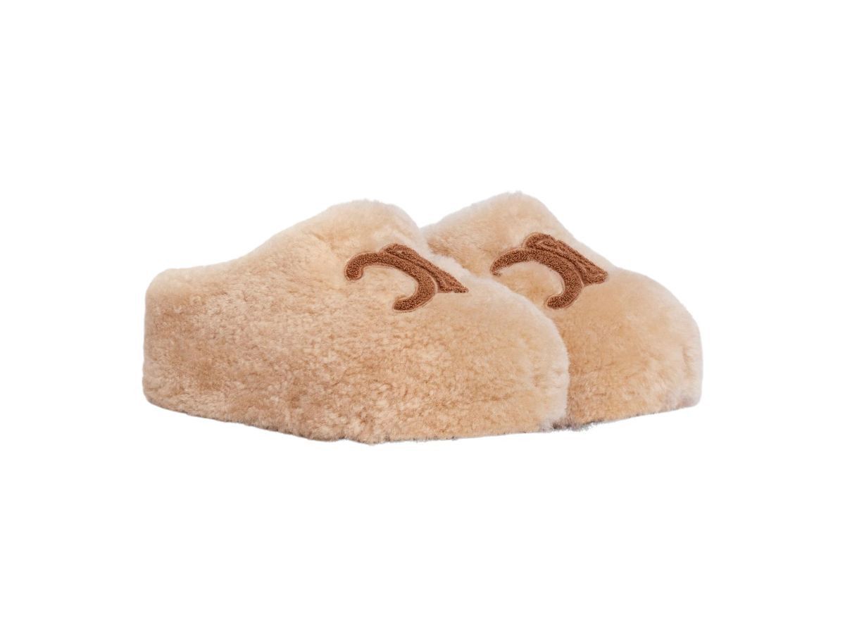 Celine o1bcso1str1225 352433781C Shearling Mules in Cream Size US 11 / IT 41 - 2 Thumbnail