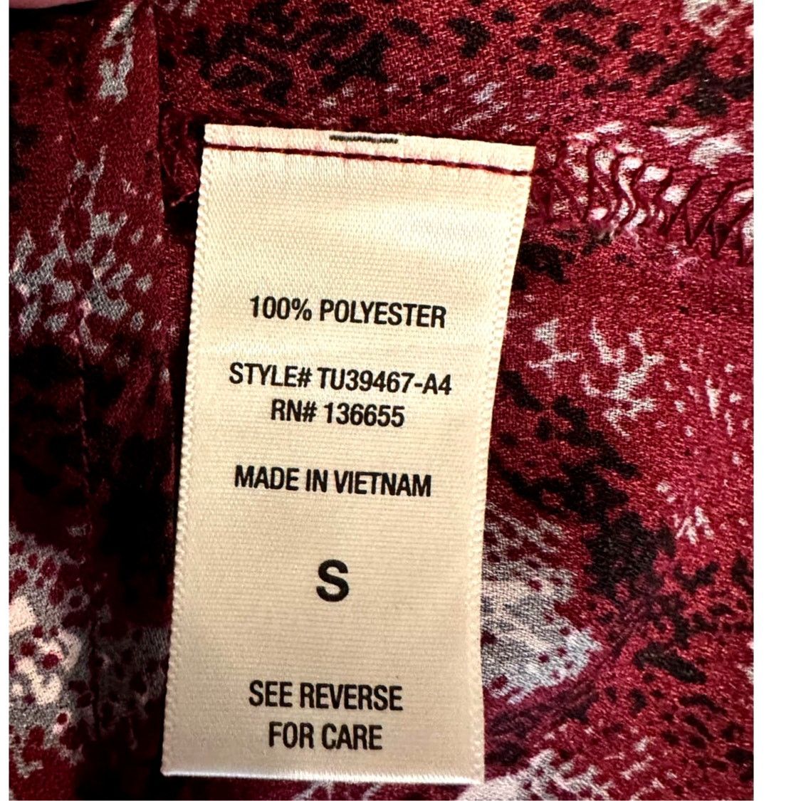 Other West Kei Veronica Tie Front Blouse Burgundy Snake size S Size S / US 4 / IT 40 - 12 Thumbnail